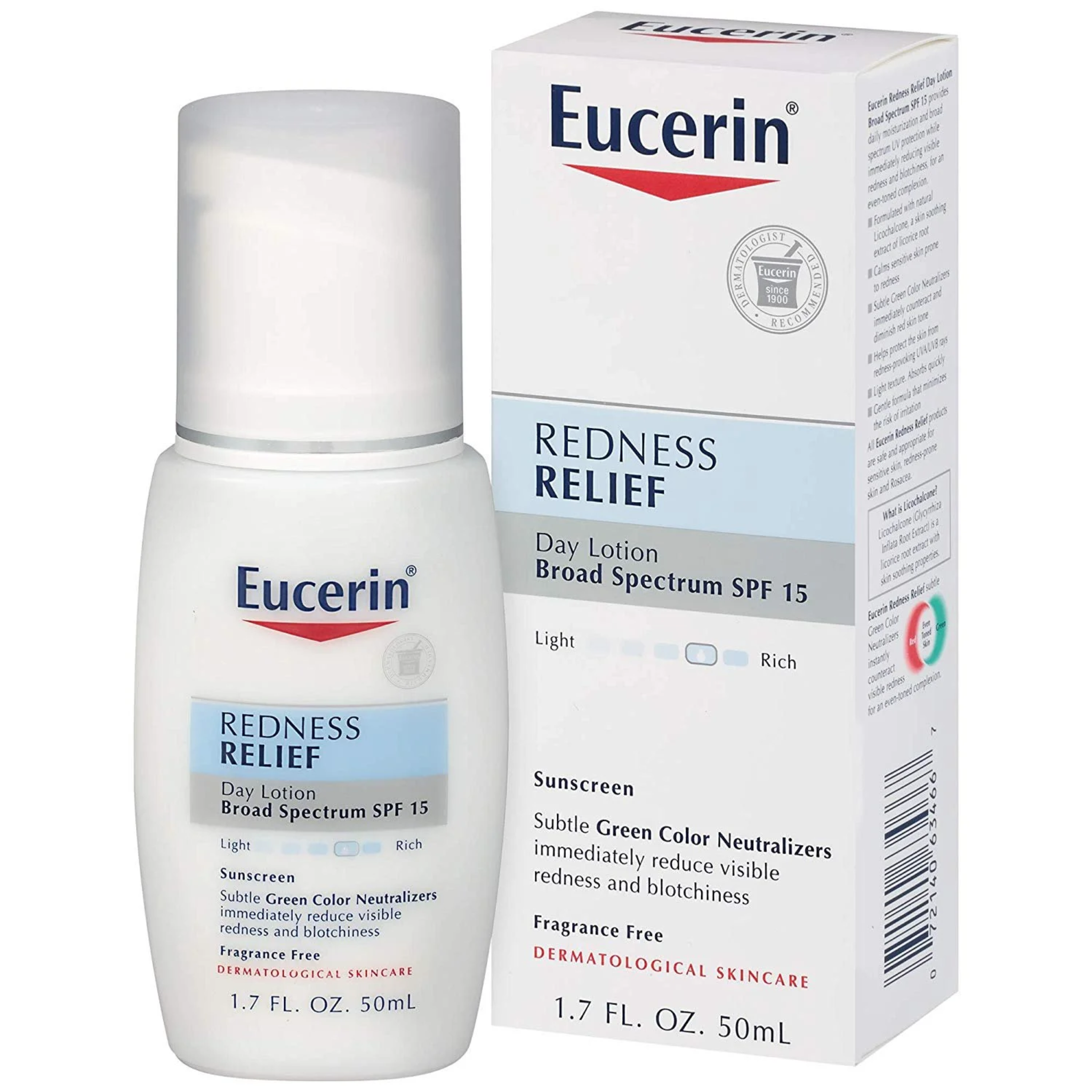 Eucerin, Redness Relief Day Lotion, Broad Spectrum SPF 15 for Sensitive Skin, 1.7 fl oz