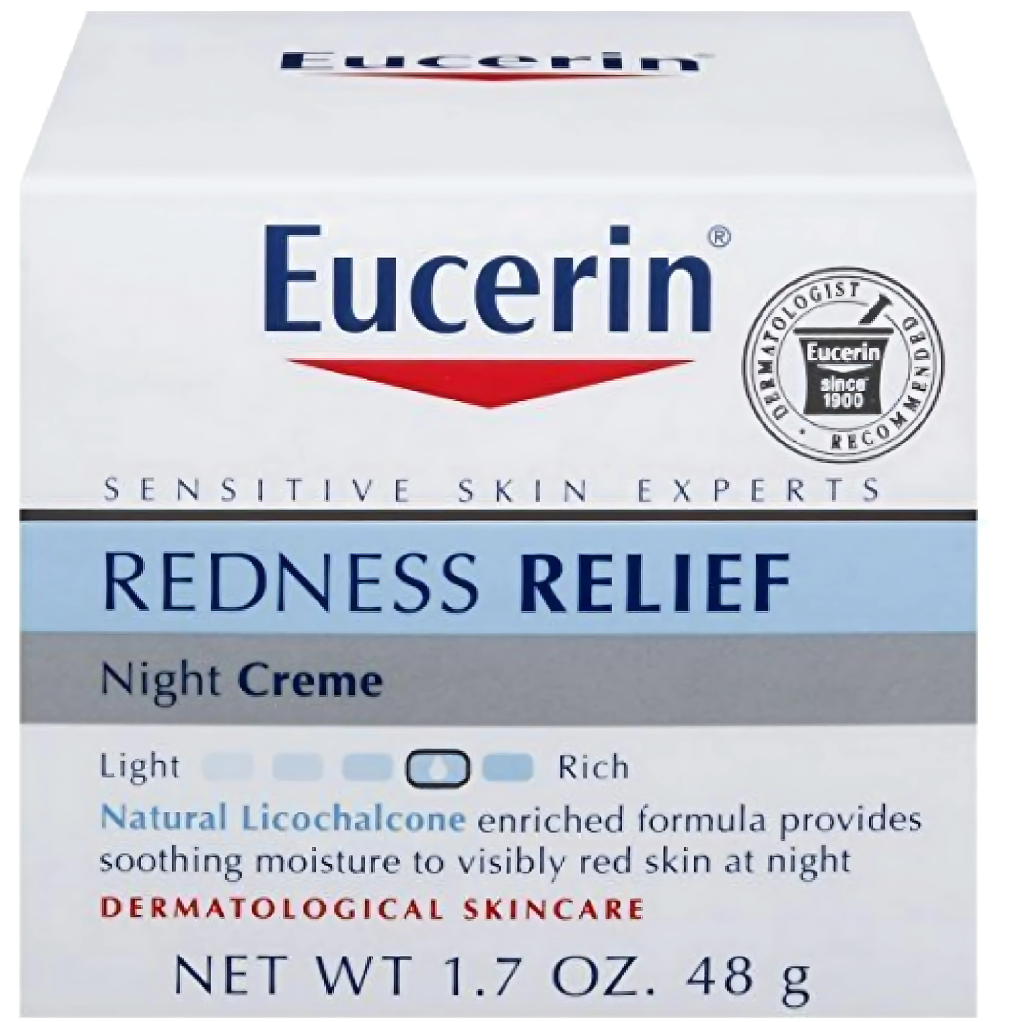 Eucerin, Redness Relief Night Creme, Gently Hydrates and Reduces Redness for Sensitive Skin, 1.7 oz Jar