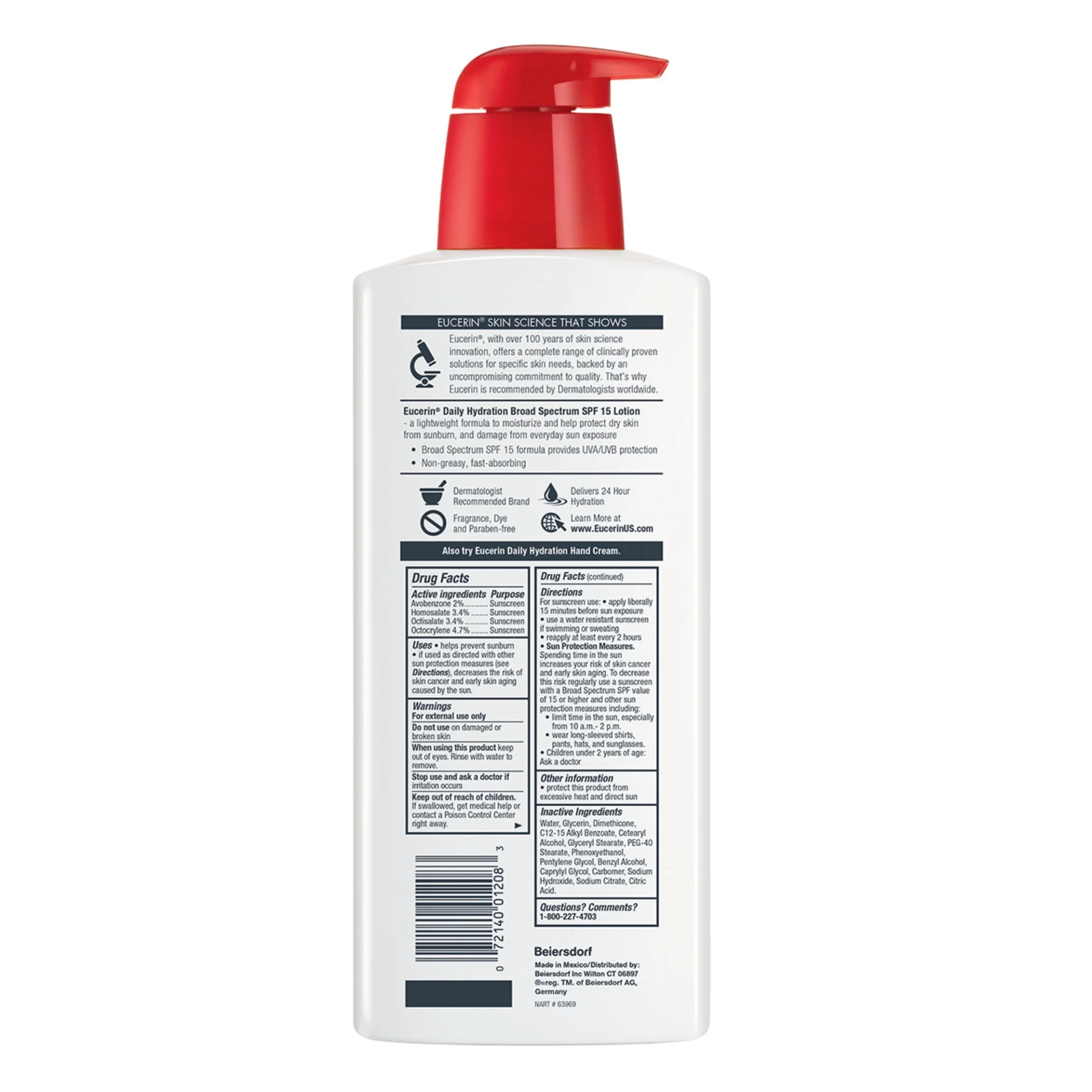 Eucerin, Daily Hydration Body Lotion, Broad Spectrum SPF 15 for Moisture & Sun Protection, 16.9 fl oz Bottle - Pharmaful