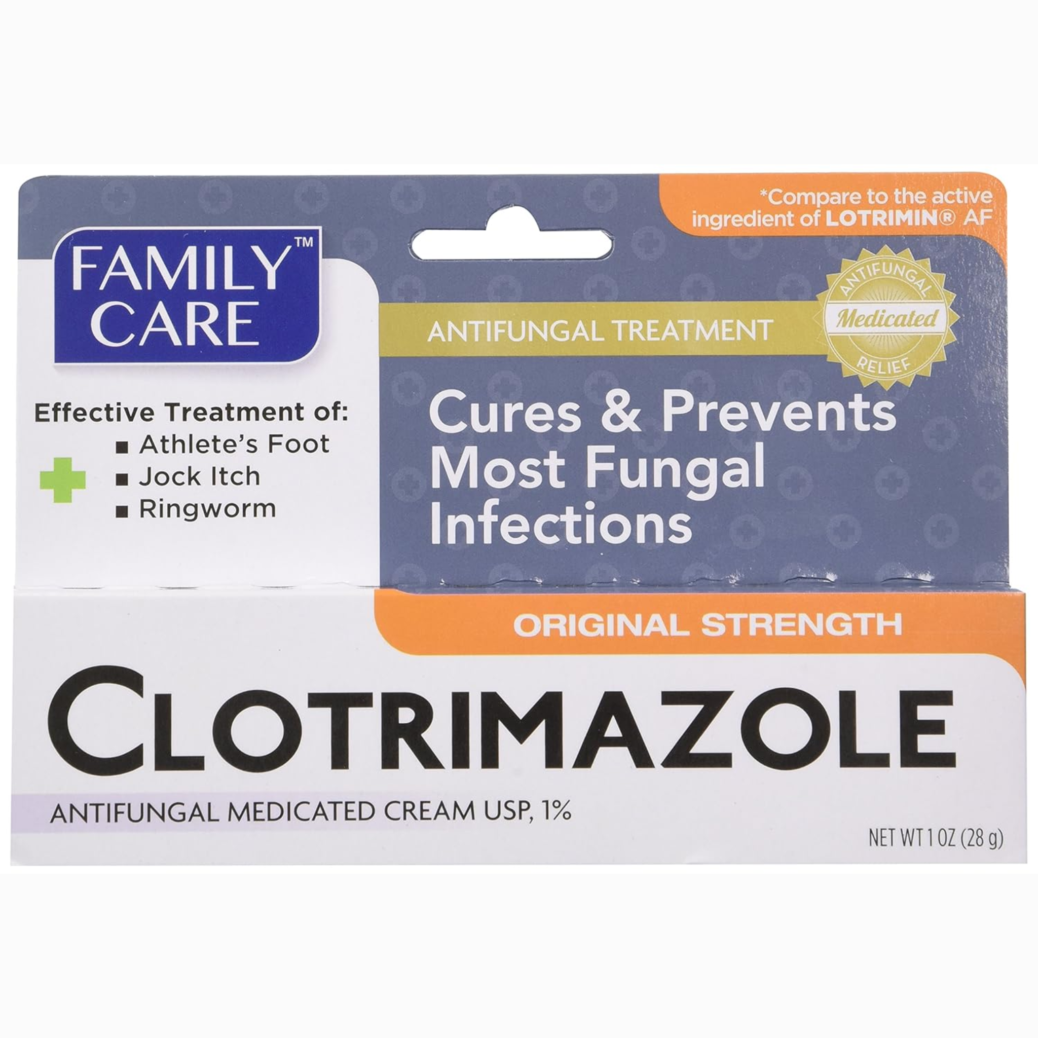 Family Care, Clotrimazole Anti-Fungal Cream 1% USP, Effective Treatment for Athlete's Foot and Ringworm, 1 oz