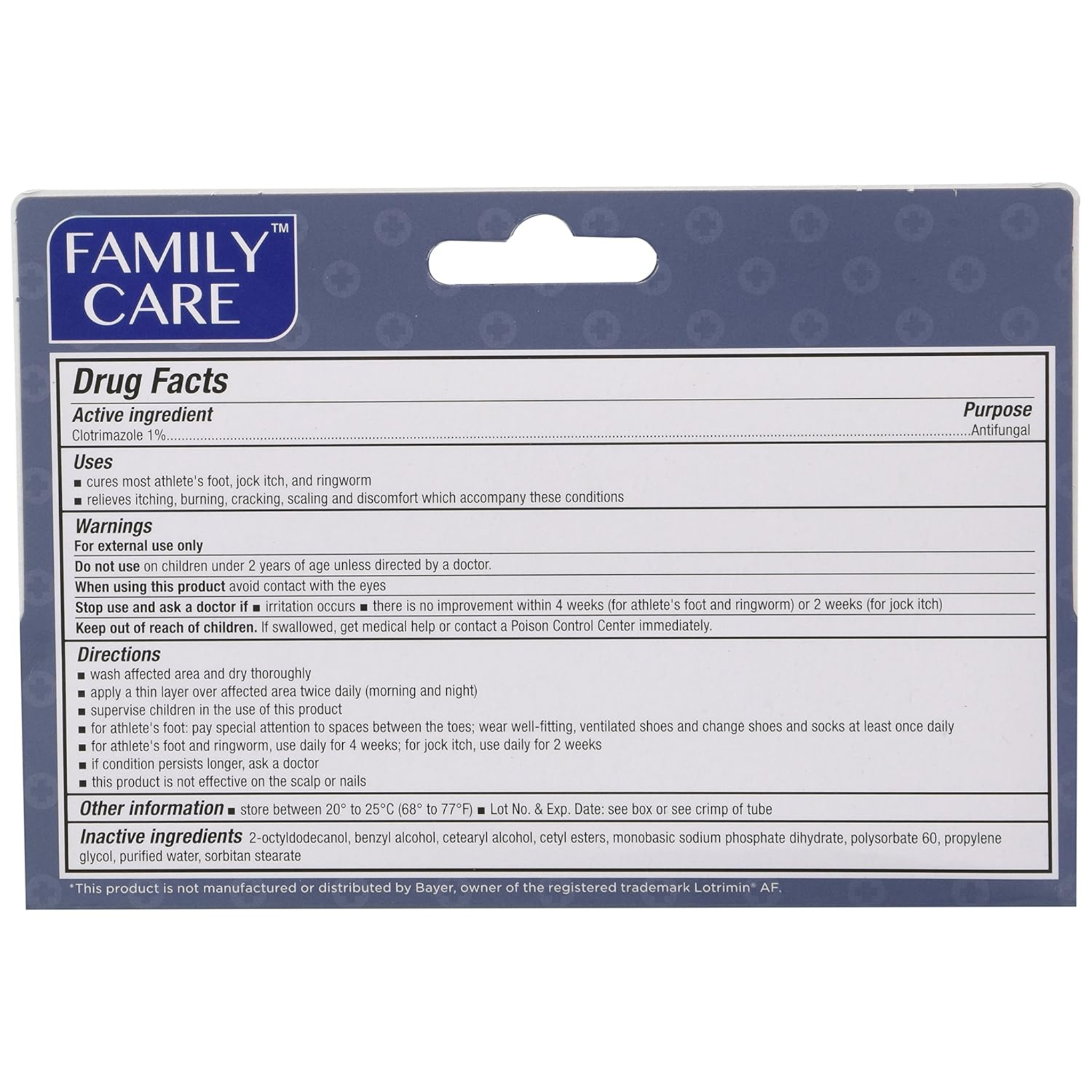 Family Care, Clotrimazole Anti-Fungal Cream 1% USP, Effective Treatment for Athlete's Foot and Ringworm, 1 oz