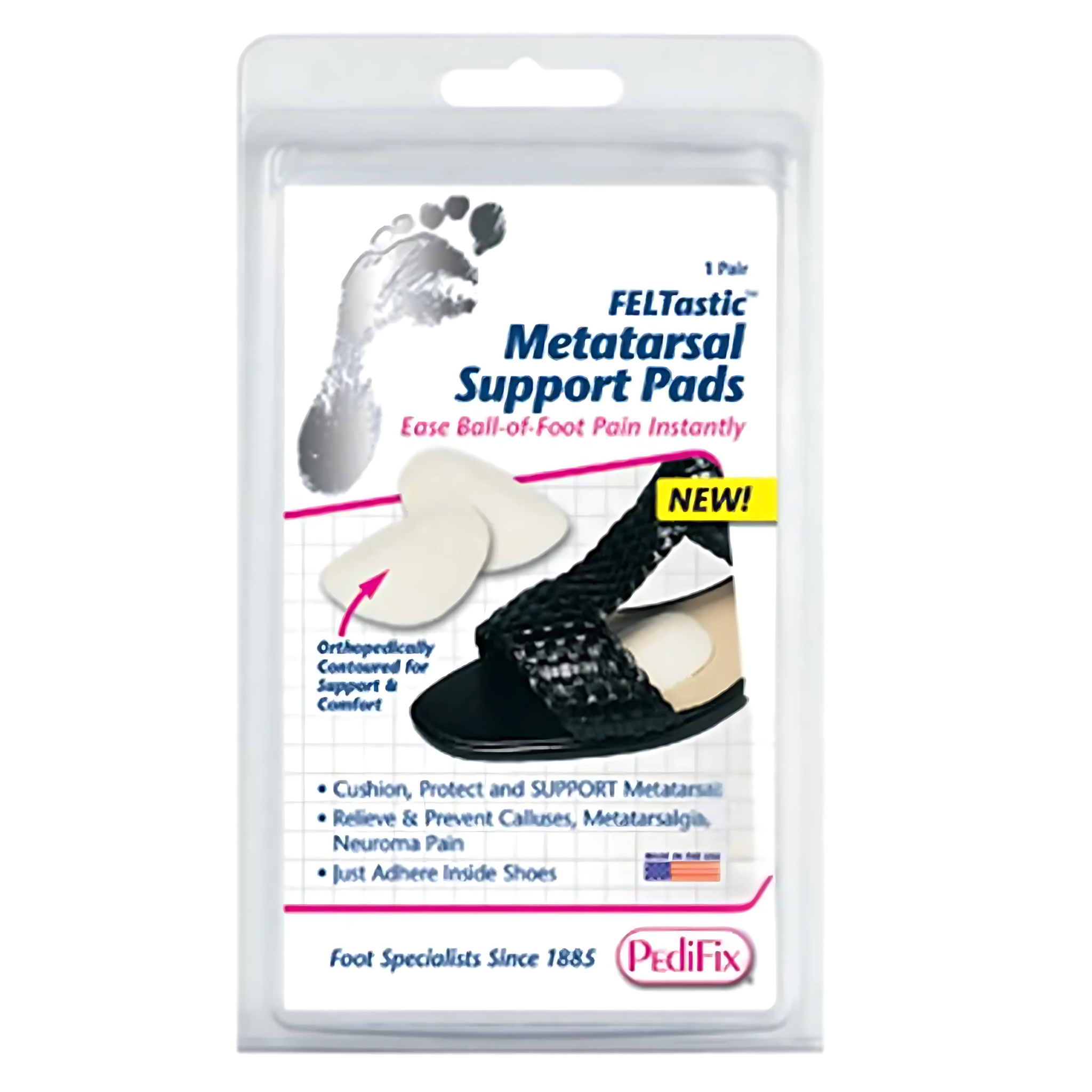 Felt Metatarsal, Comfort Pad for Foot Relief, Small Size, 1/4 Inch Thickness, Pair