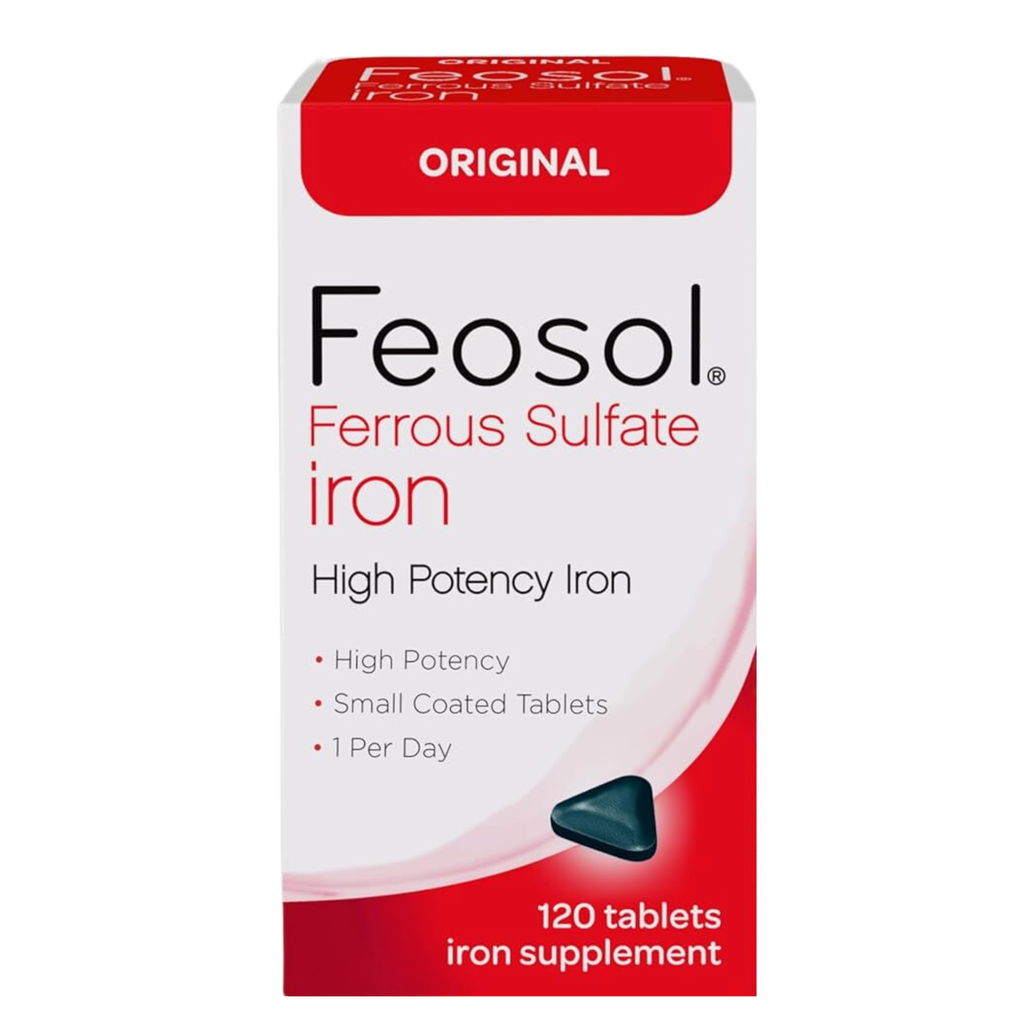 Feosol, Ferrous Sulfate Iron Tablets, High-Potency Iron Supplement for Energy Support, 120 Count