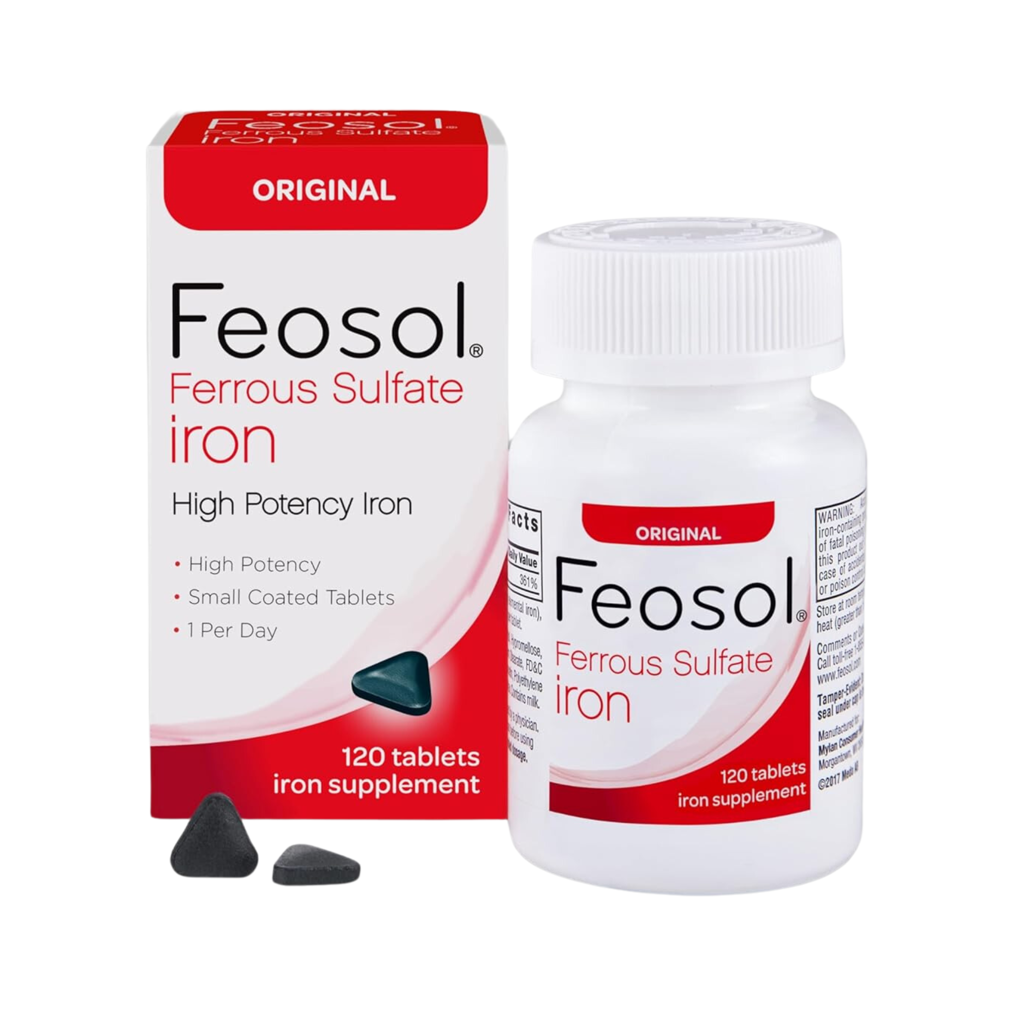 Feosol, Ferrous Sulfate Iron Tablets, High-Potency Iron Supplement for Energy Support, 120 Count