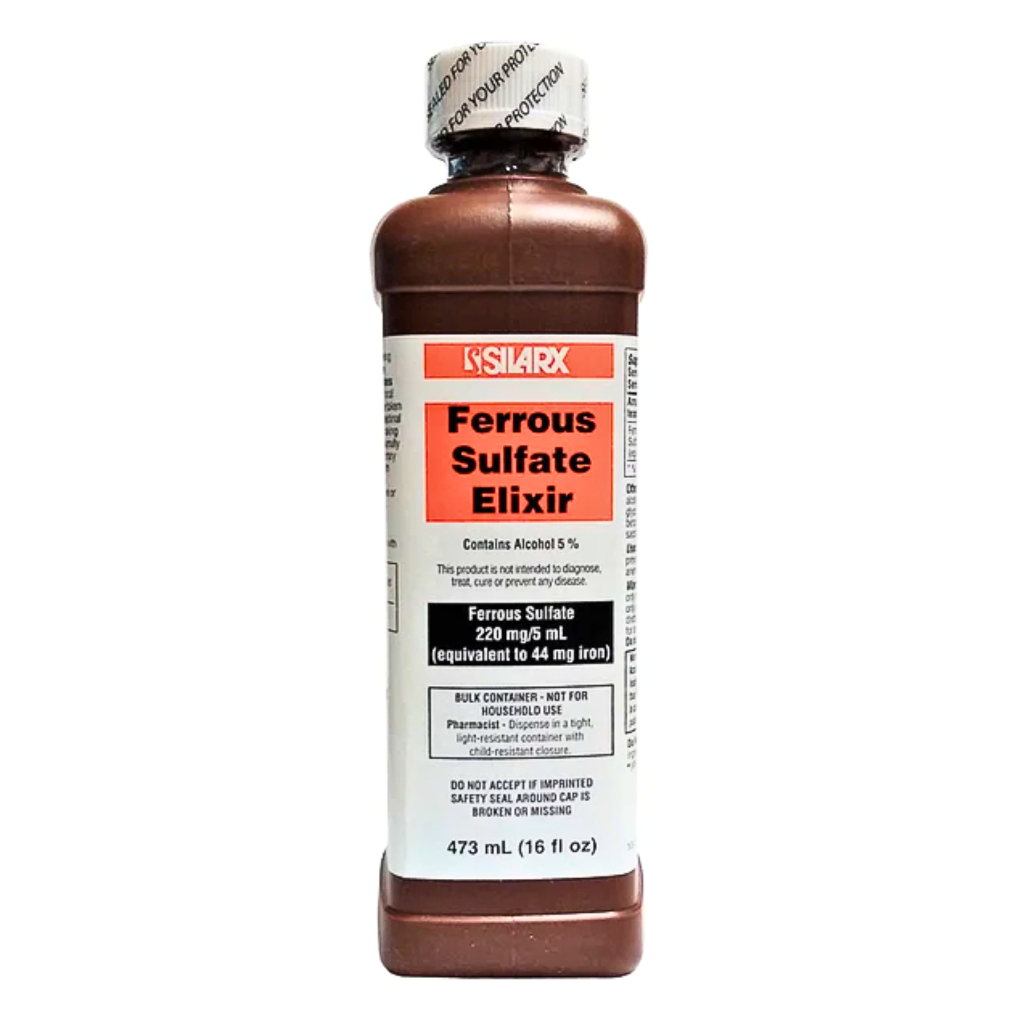 Silarx Laboratories, Ferrous Sulfate Elixir 220 mg, Liquid Iron Supplement for Red Blood Cell Support, 16 oz