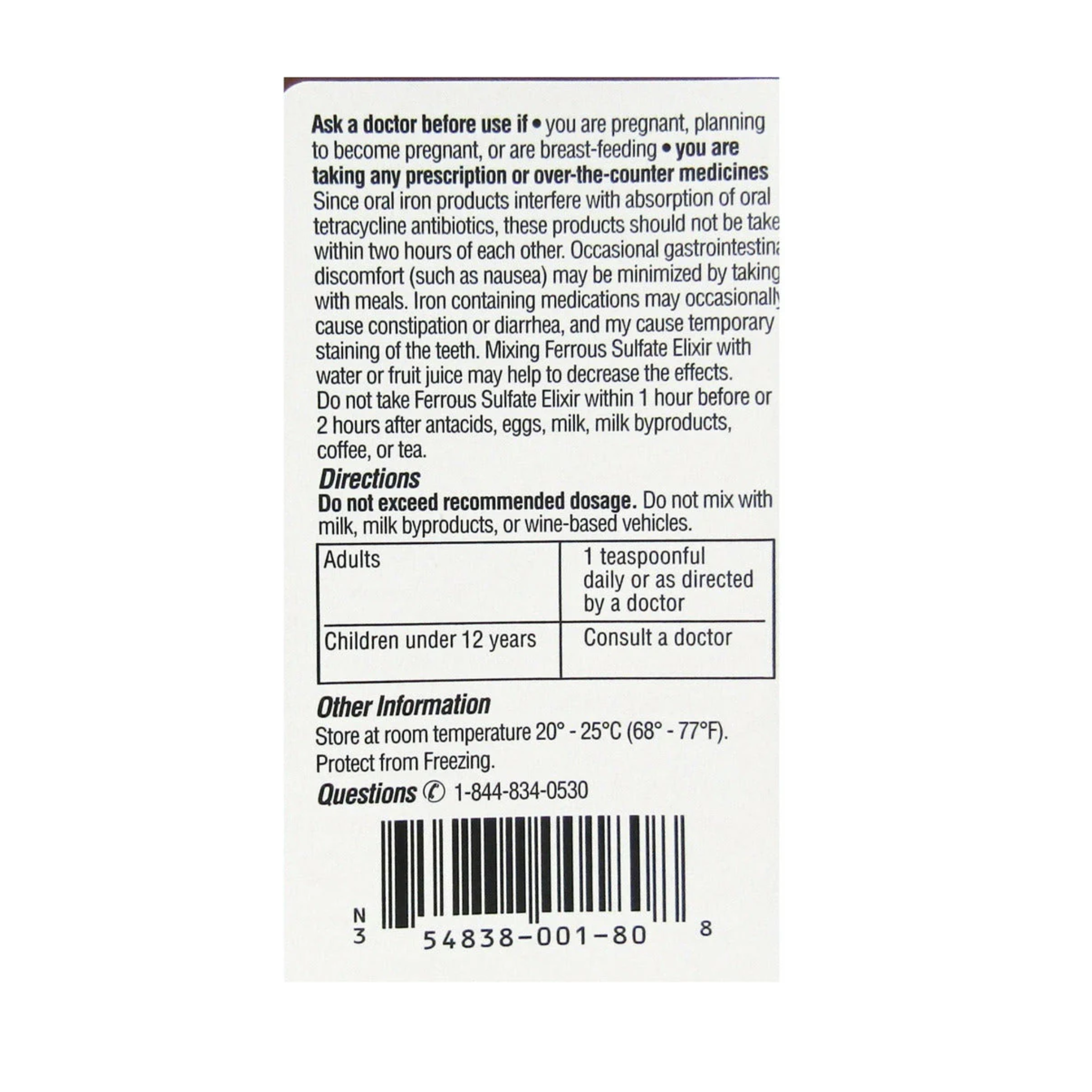 Silarx Laboratories, Ferrous Sulfate Elixir 220 mg, Liquid Iron Supplement for Red Blood Cell Support, 16 oz