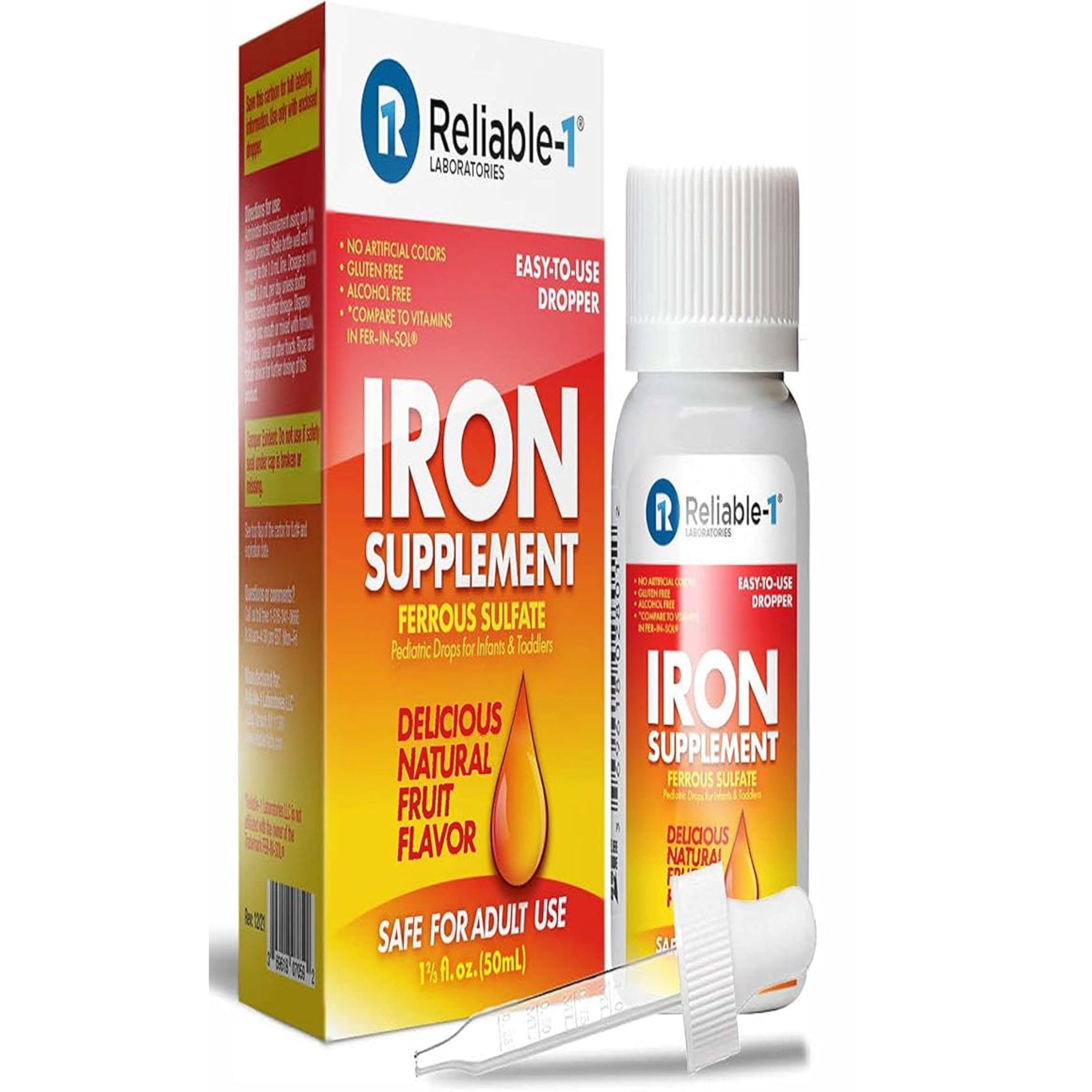 Ferrous Sulfate Drops, Liquid Iron Supplement, Supports Red Blood Cell Production, 50ml
