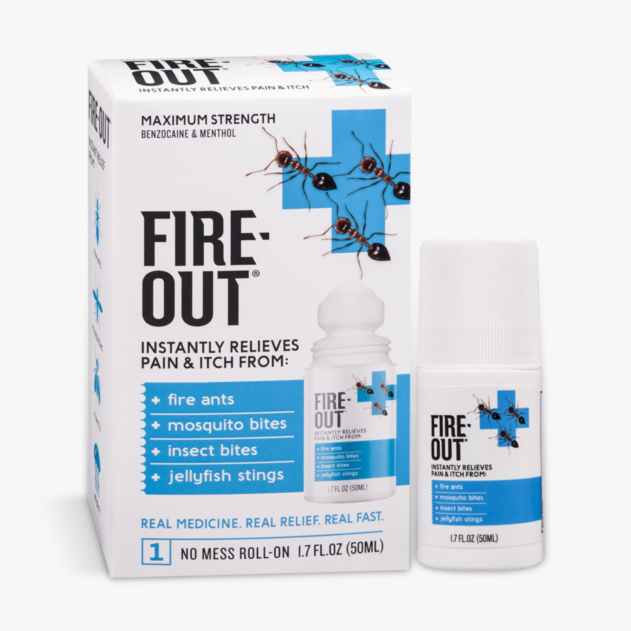 Fire Out, Ant Stings Instant Pain Relief, Liquid Roll-On for Fast Soothing, 1.7 Oz