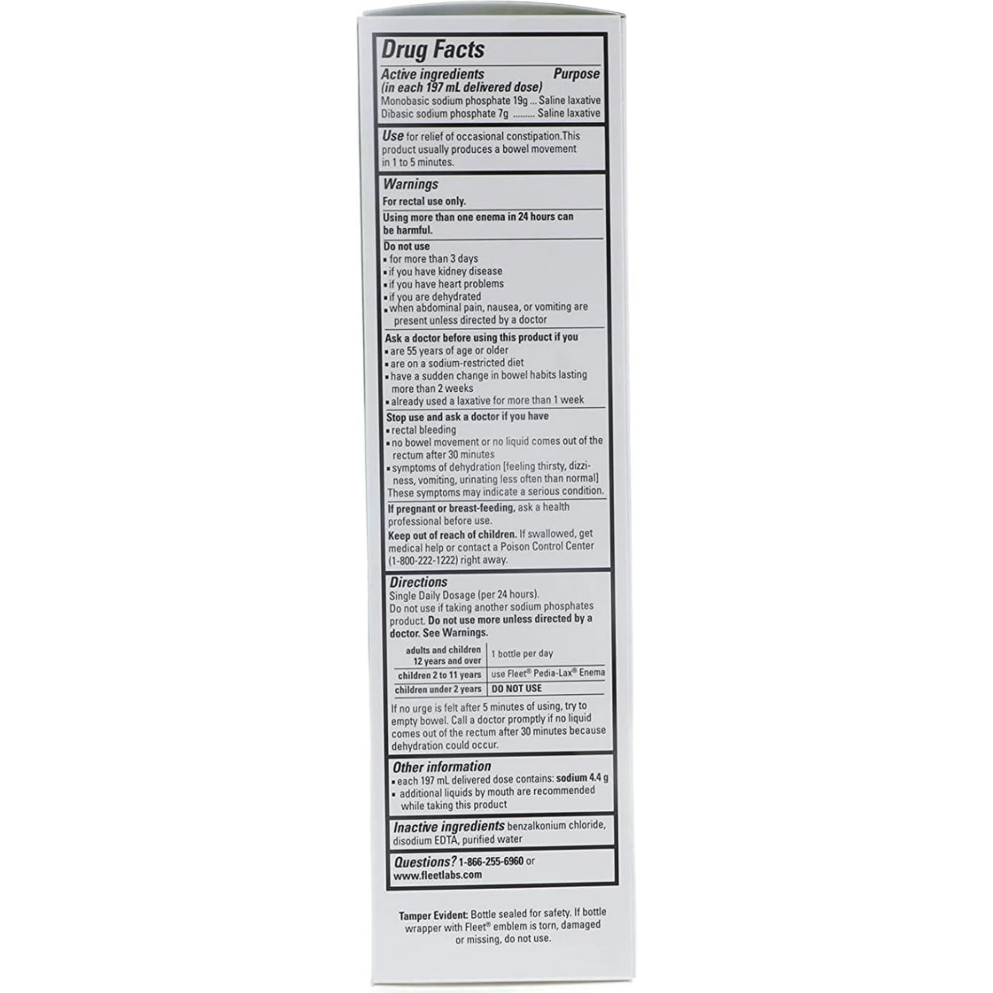 Fleet Enema Extra Saline Laxative, 7.8 oz.