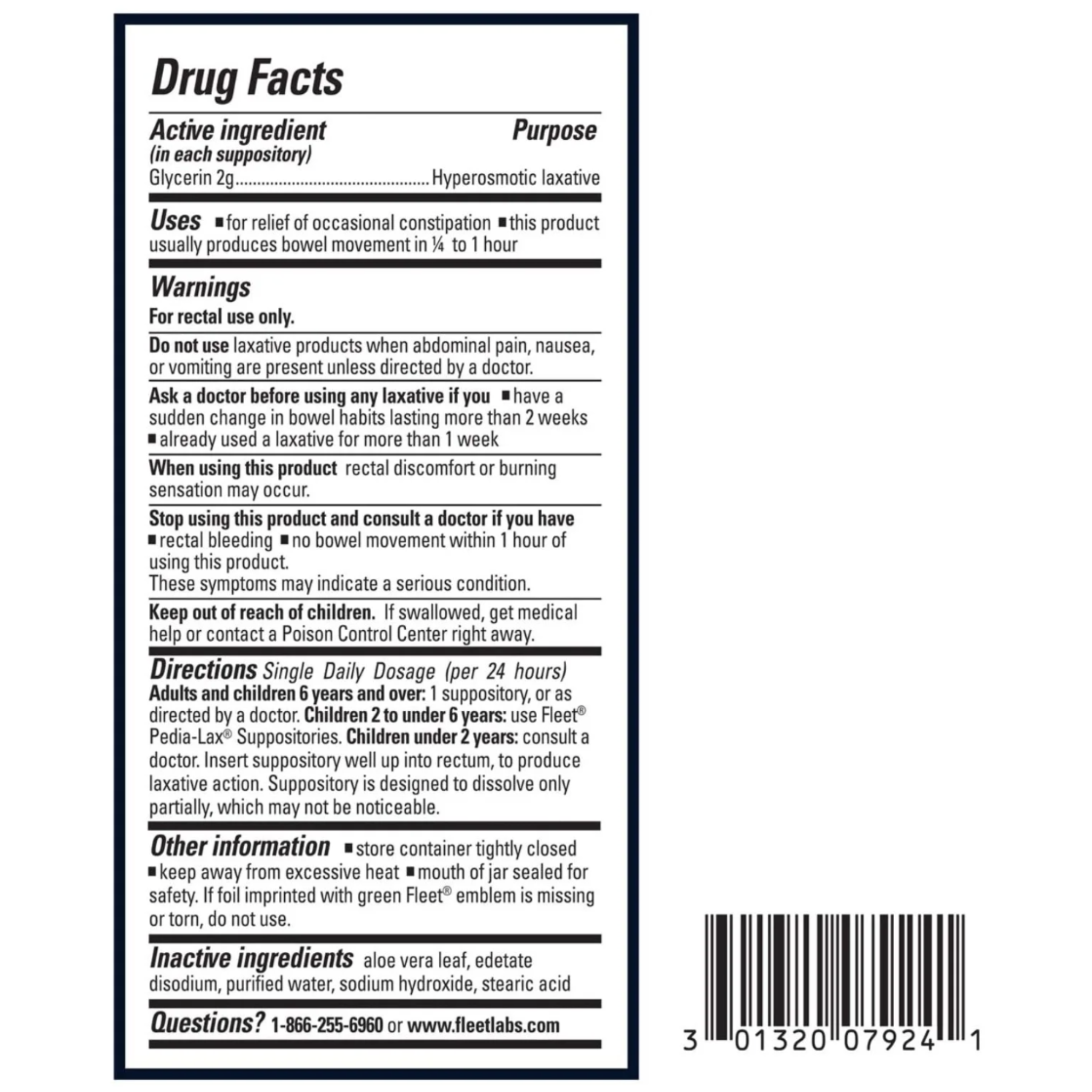 Fleet Laxatives, Laxative Glycerin Suppositories for Adult Constipation Relief, 12 Count - Pharmaful