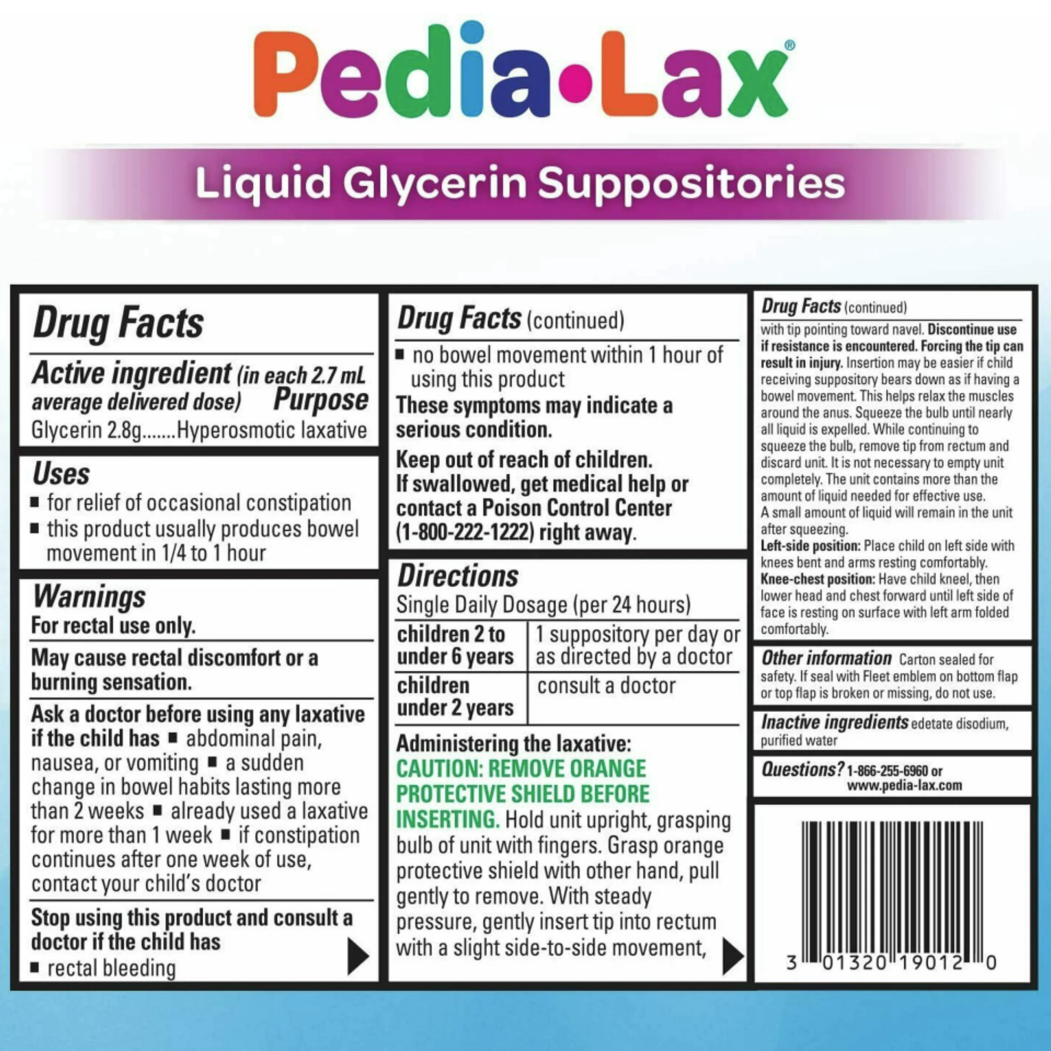 Fleet Pedia-Lax Liquid Glycerin Suppositories, 6 Each - Pharmaful