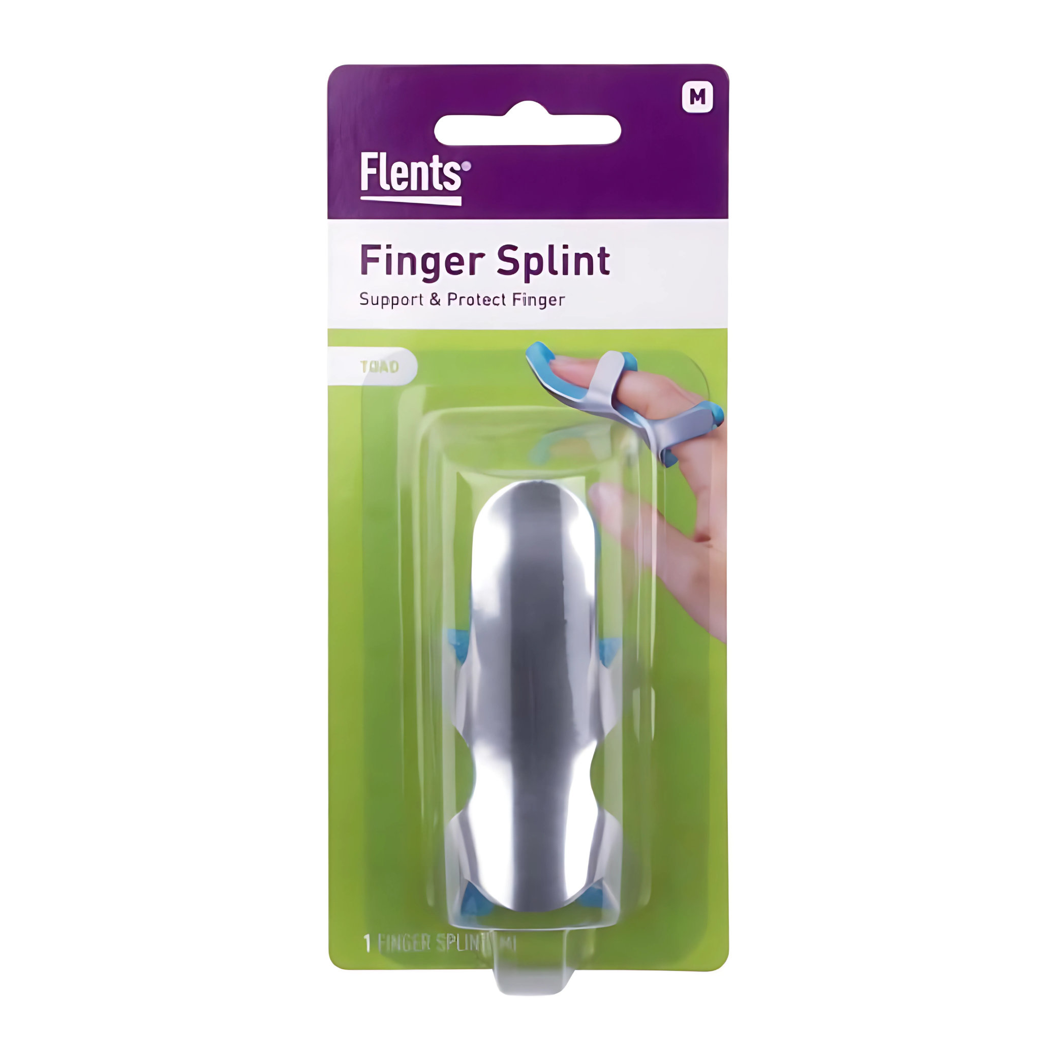 Flents, Quickie Finger Splint, Protects Injured Finger with Toad-Shaped Design, Foam Absorbs Shock, Medium Size, 1 ct