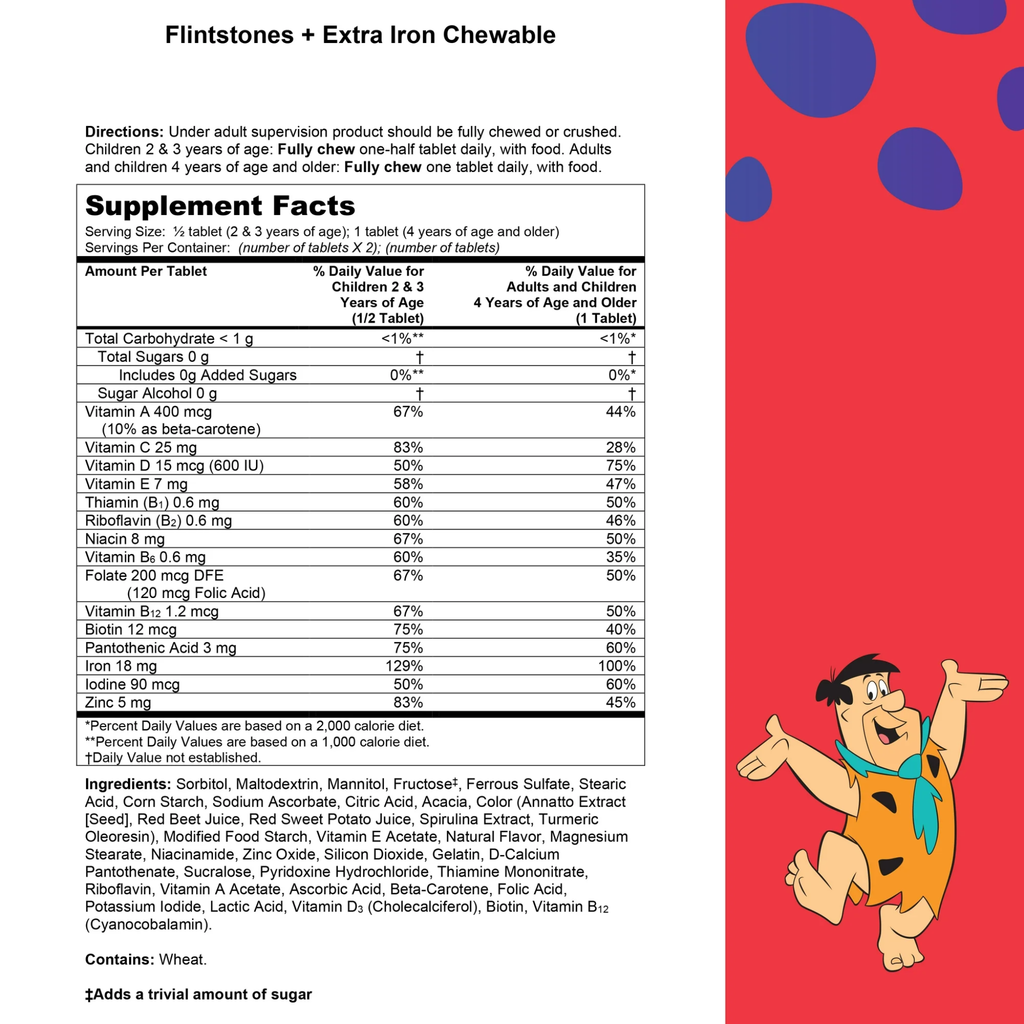 Flintstones, Chewable Kids Vitamins + Extra Iron with Vitamin D for Healthy Growth, 90 Count - Pharmaful