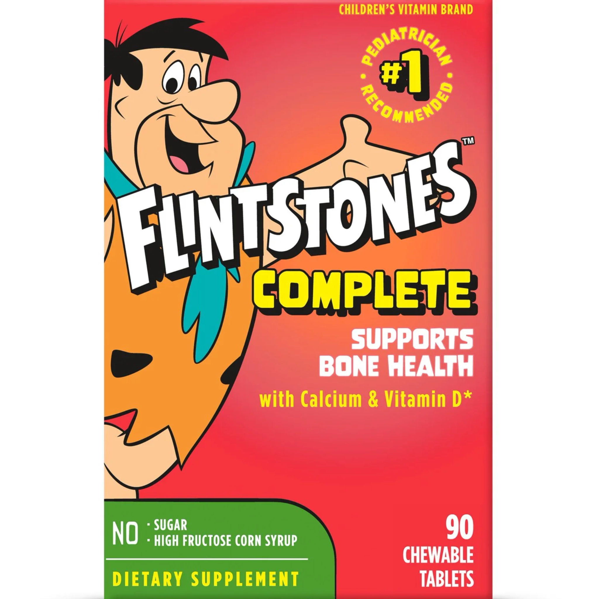 Flintstones, Complete Chewable Kids Vitamins for Ages 2+, Daily Nutrients & Wellness Support, 90 Count