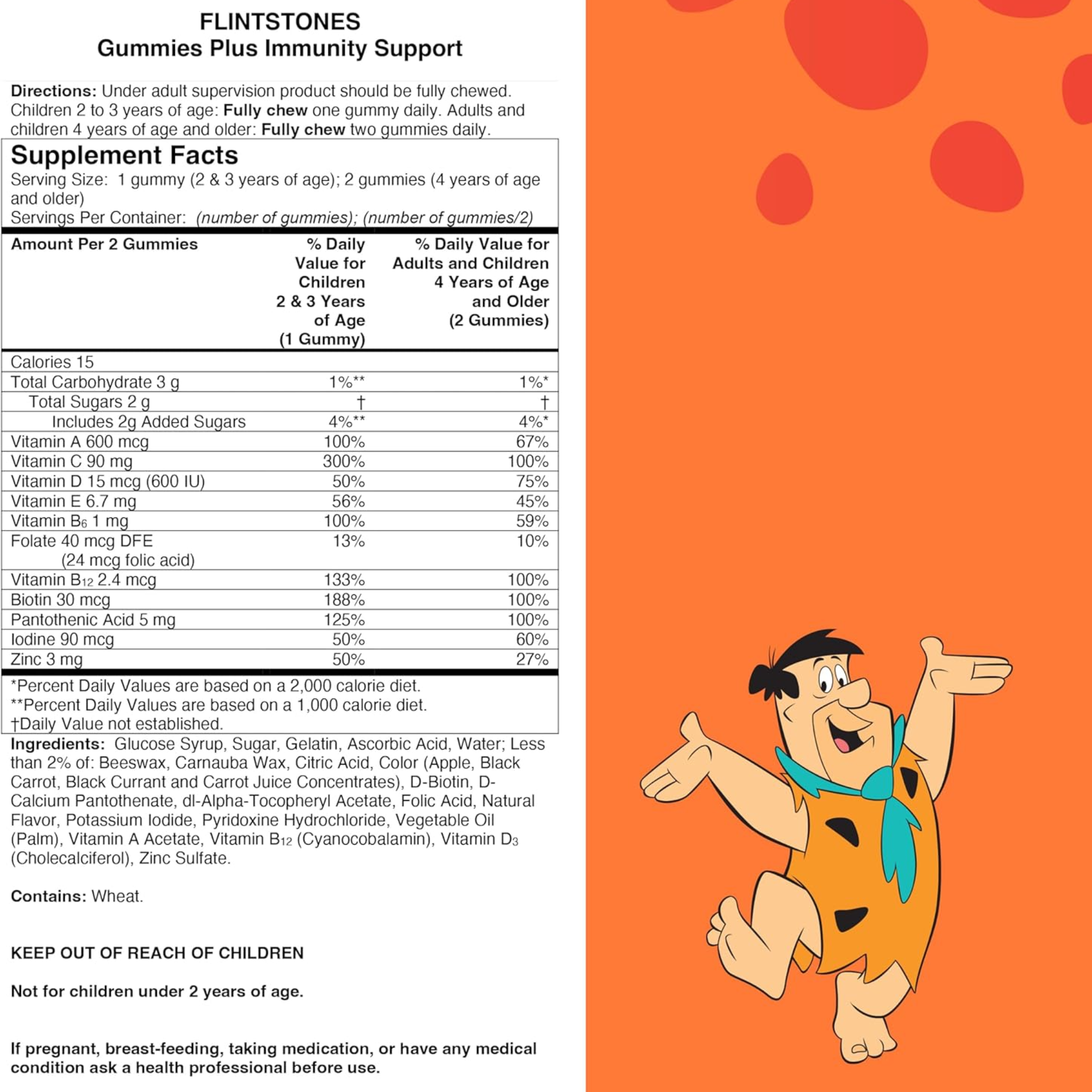 Flintstones, Gummies Kids Vitamins with Immunity Support, Multivitamin with Vitamin C, Vitamin D, Zinc & More, Orange, 150 Count - Pharmaful