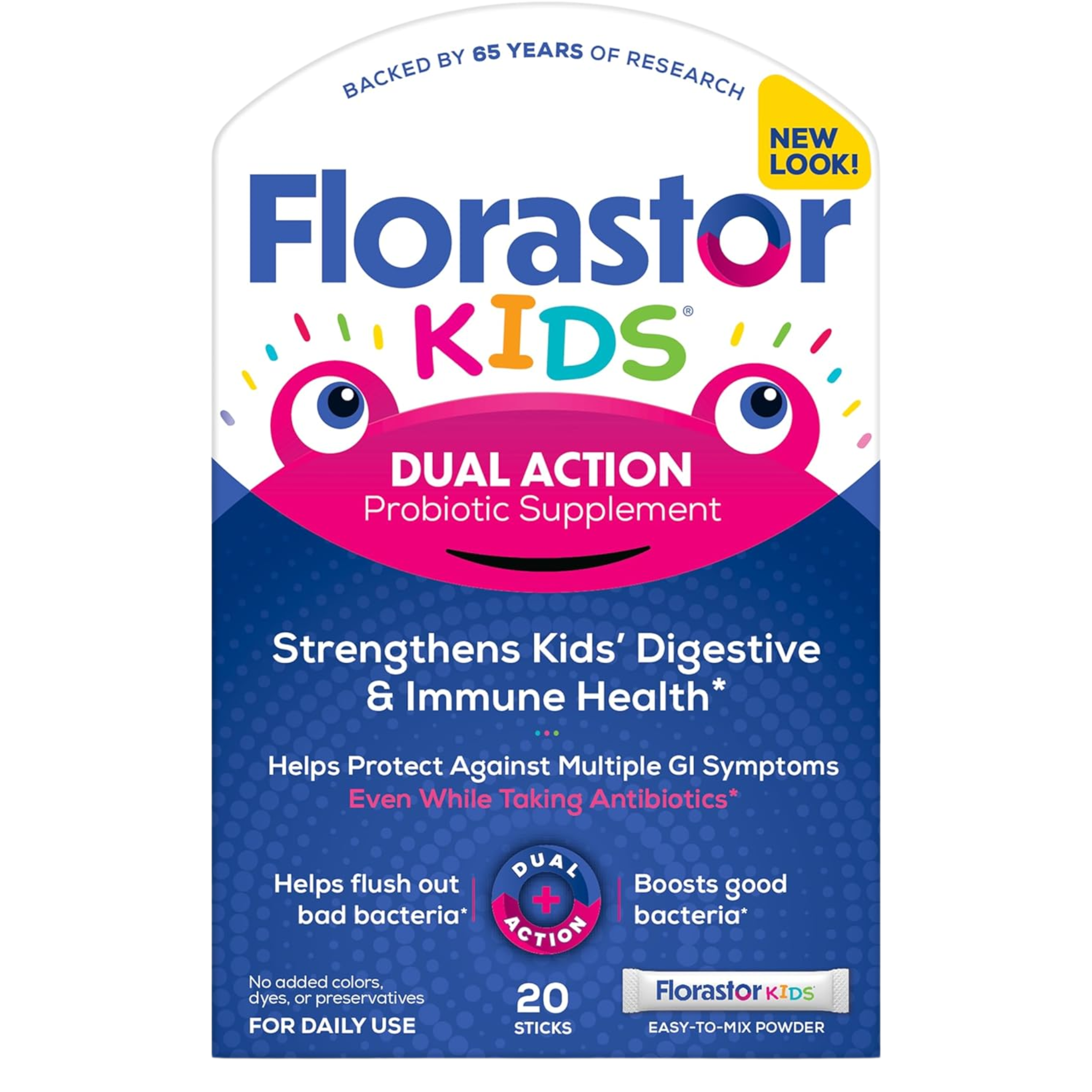 Florastor, Kids' Digestive Probiotic Powder, Easy-to-Mix Formula with Saccharomyces boulardii for Daily Gut Support, 20 Count