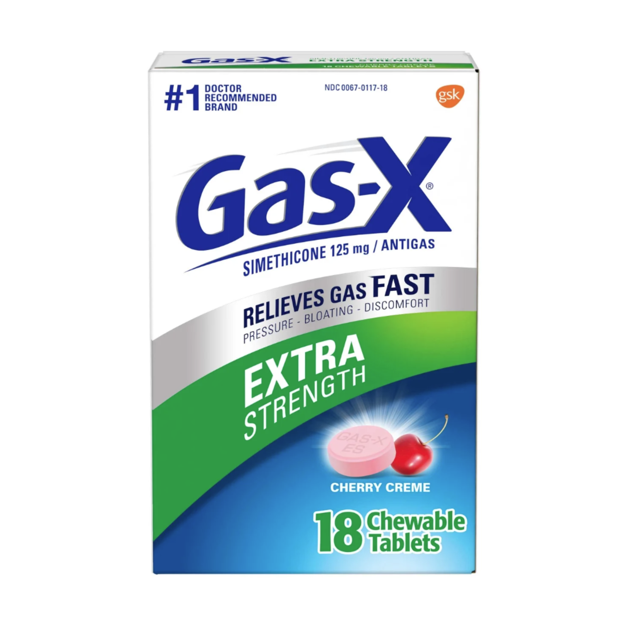 Gas-X Extra Strength Gas Relief Chewable Tablets, Cherry Creme, 18 Count