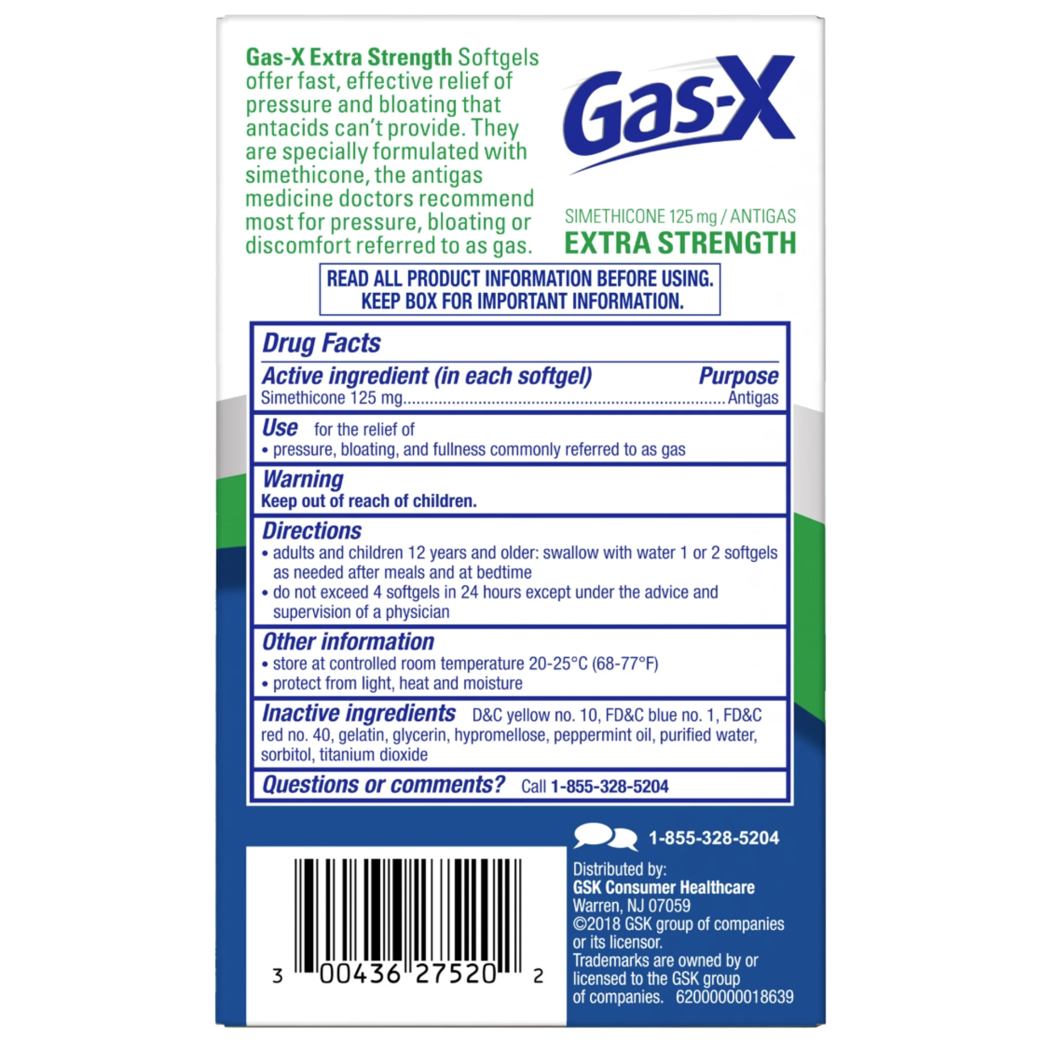 Gas-X Extra Strength Gas Relief Softgels With Simethicone 125 Mg - 20 Count