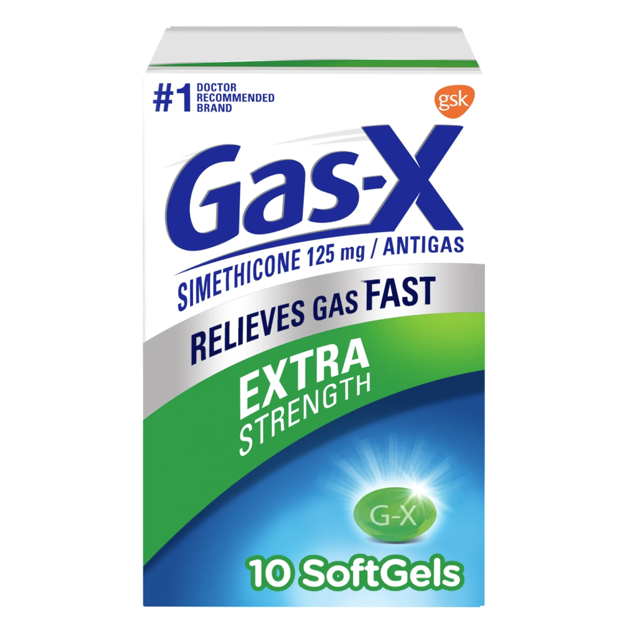 Gas-X Extra Strength Softgels With Simethicone 125 mg for Gas Relief - 10 Count