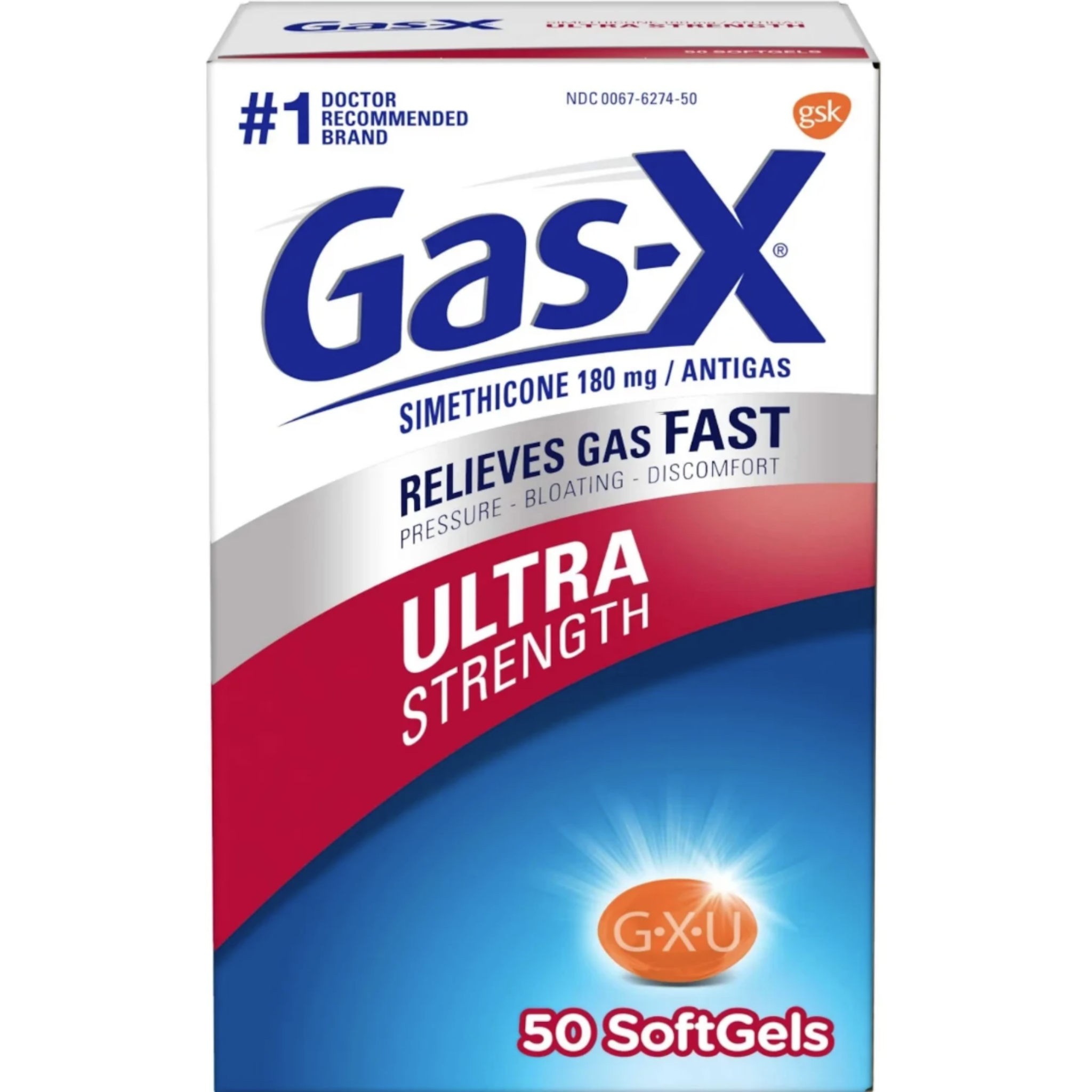 Gas-X Ultra Strength Gas Relief Softgels With Simethicone 180 Mg for Bloating Relief - 50 Count