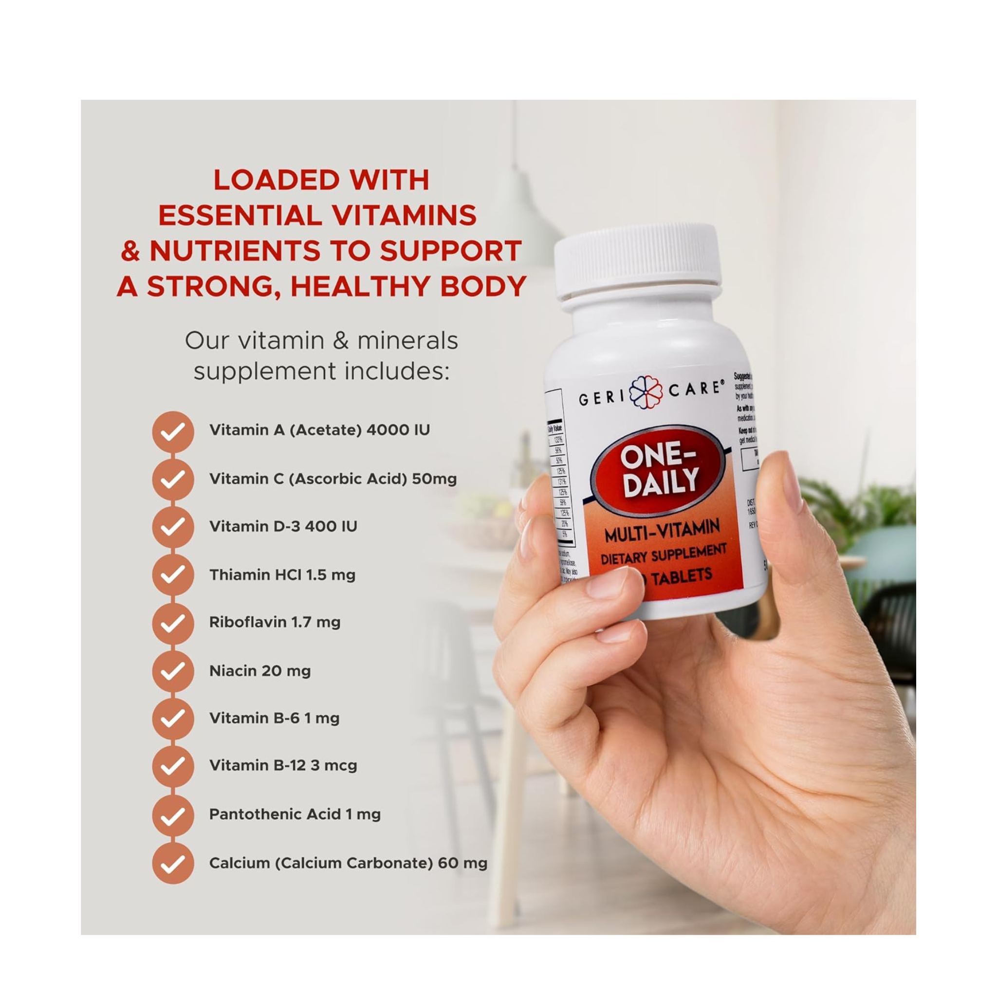 GeriCare, One-Daily Multivitamin, Essential Nutrients for Overall Health, 100 Count