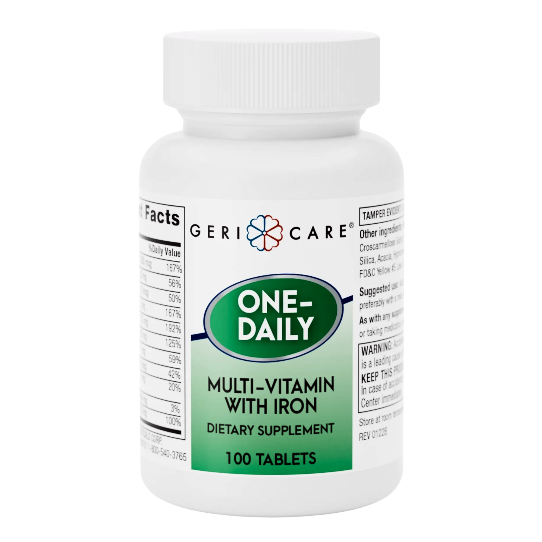 Geri-Care, Daily Multi-Vitamin with Iron, Supports Immune Health for Men & Women, 100 Tablets, 1 Bottle