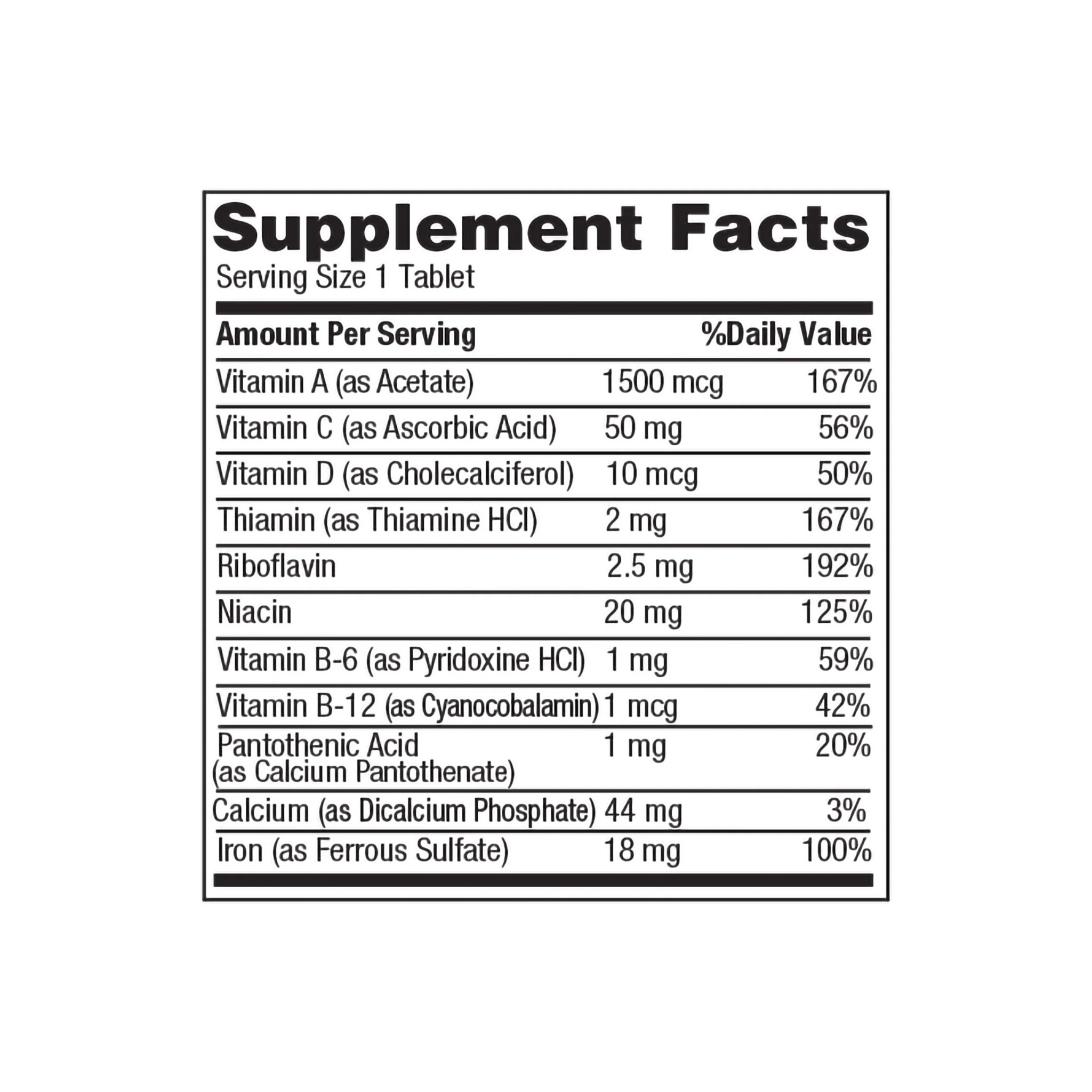 Geri-Care, Daily Multi-Vitamin with Iron, Supports Immune Health for Men & Women, 100 Tablets, 1 Bottle
