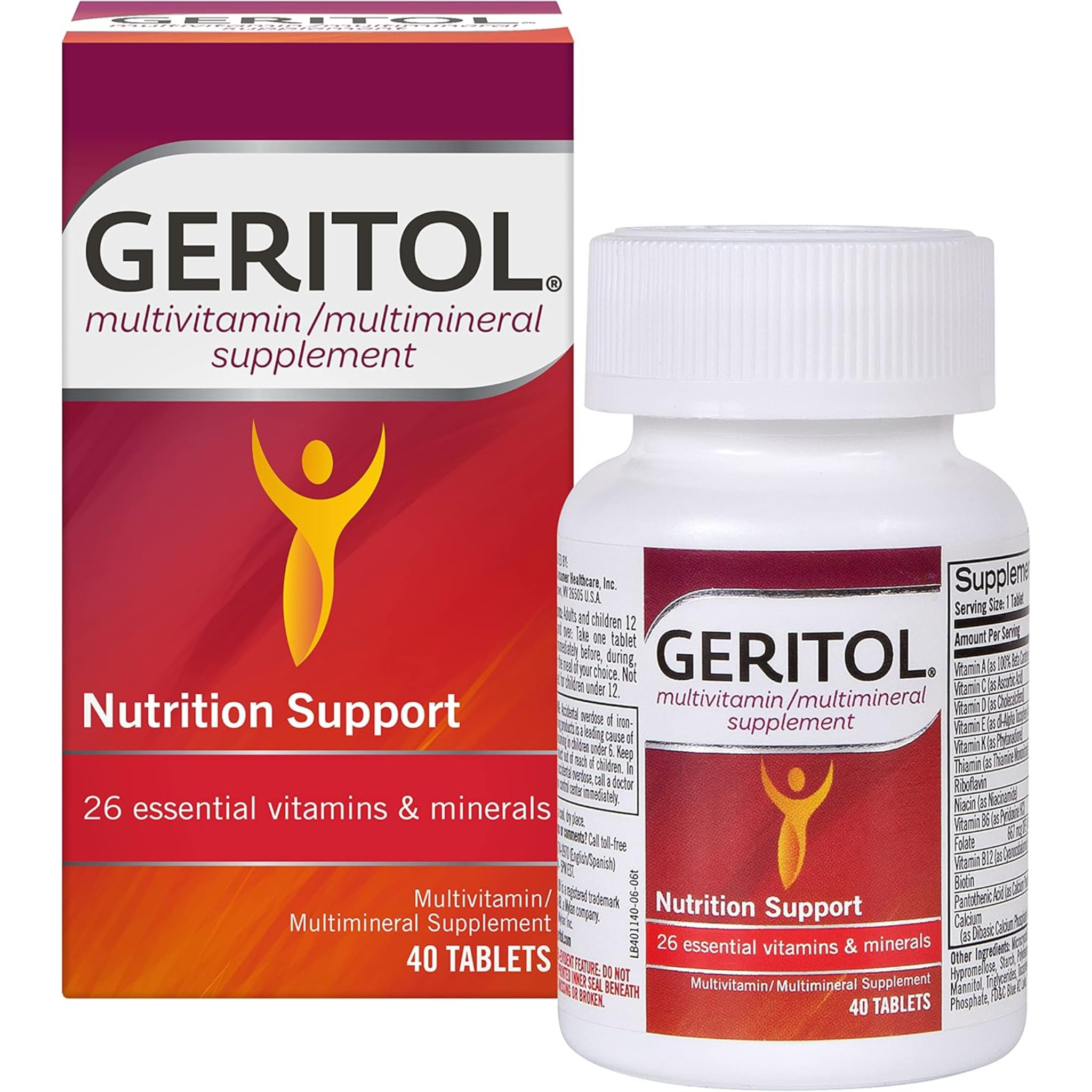 Geritol, Multivitamin Supplement, B-Vitamins, Antioxidants, Vitamin C, E, D & Iron, 40 Tablets