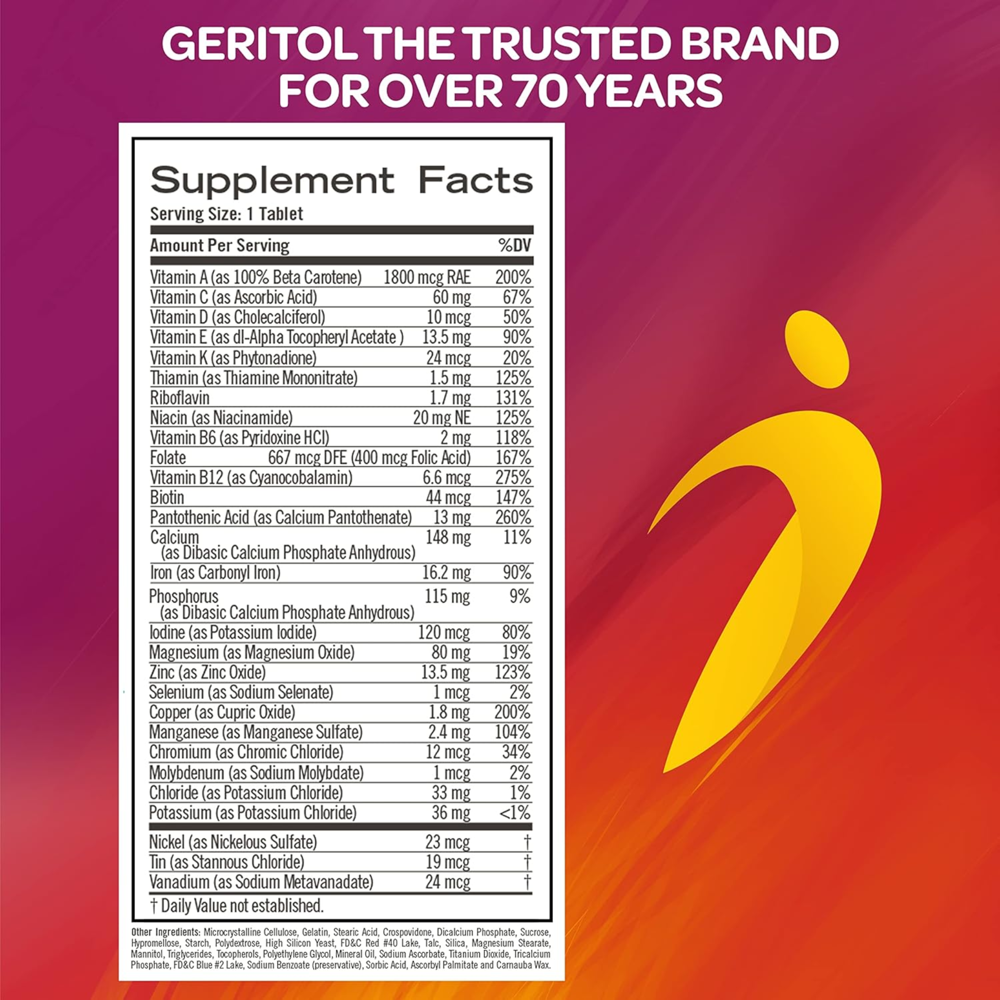 Geritol, Multivitamin Supplement, B-Vitamins, Antioxidants, Vitamin C, E, D & Iron, 40 Tablets - Pharmaful