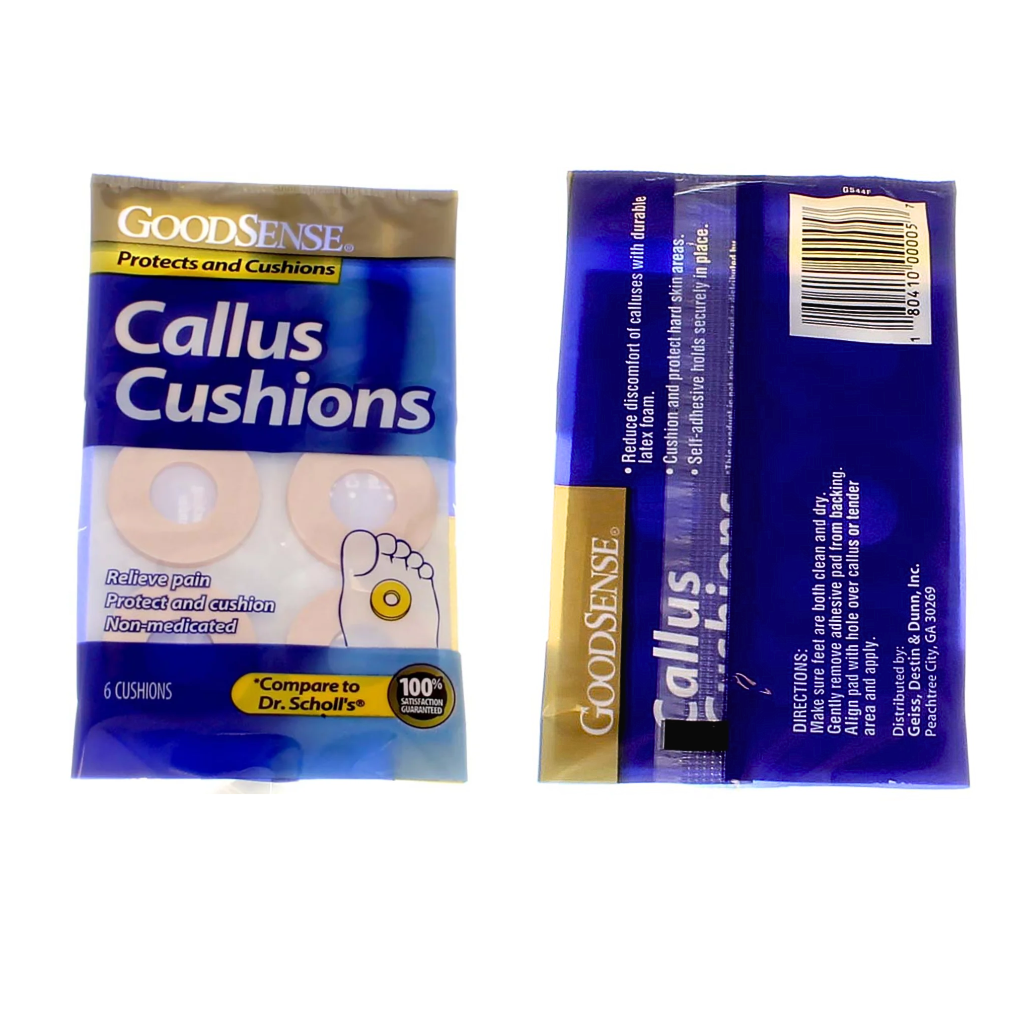 GoodSense, Callus Foot Cushions, Soft and Protective Relief for Callus Pain, 6 Count