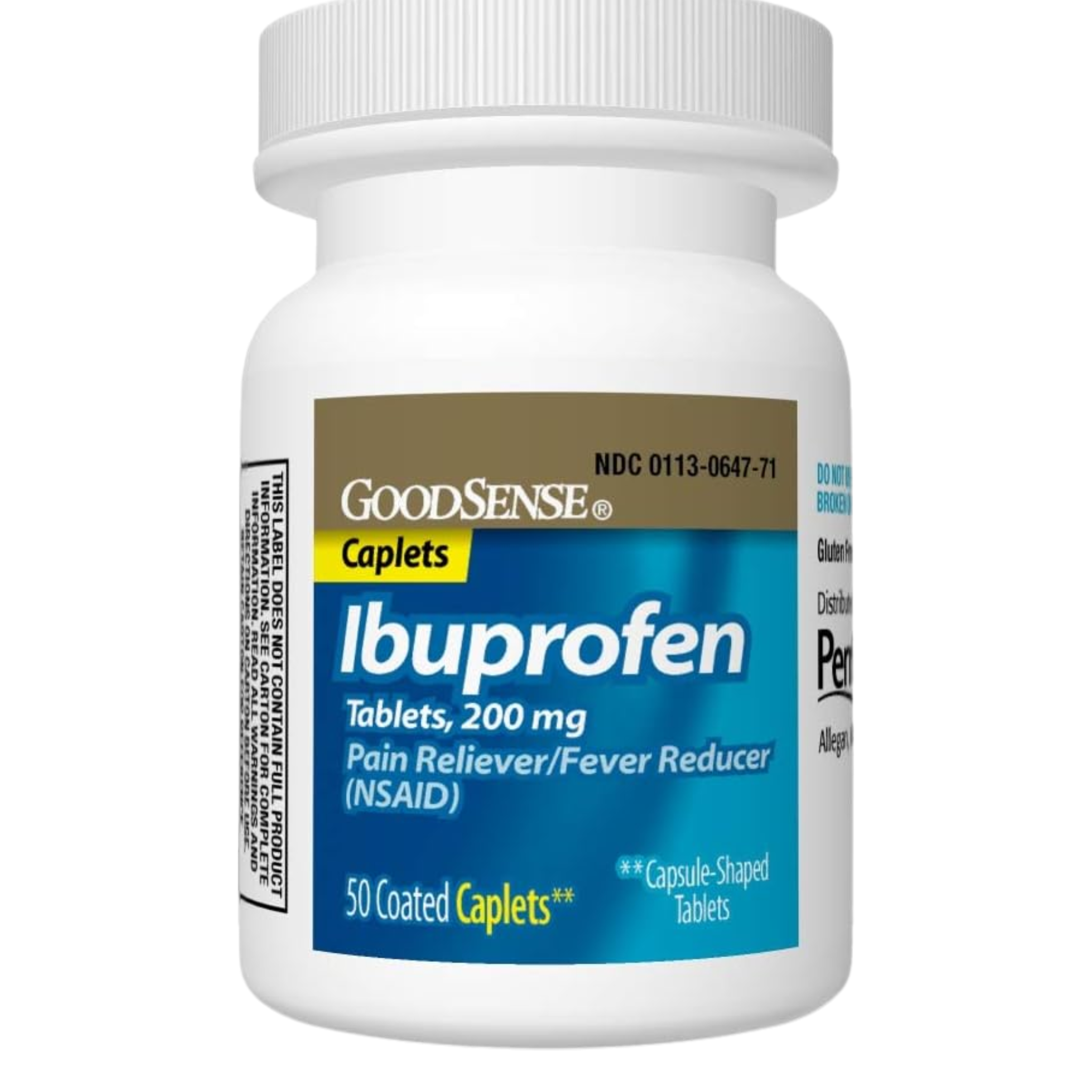 GoodSense, Ibuprofen Caplets, Pain Reliever and Fever Reducer with 200 mg for Everyday Discomfort Relief, 50 Count