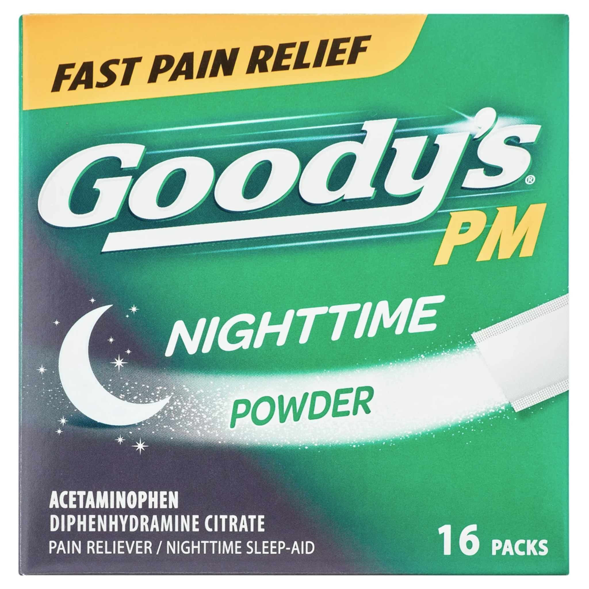Goody's PM For Pain with Sleeplessness Nighttime Powder, Sleep Support, 16 Powder Sticks