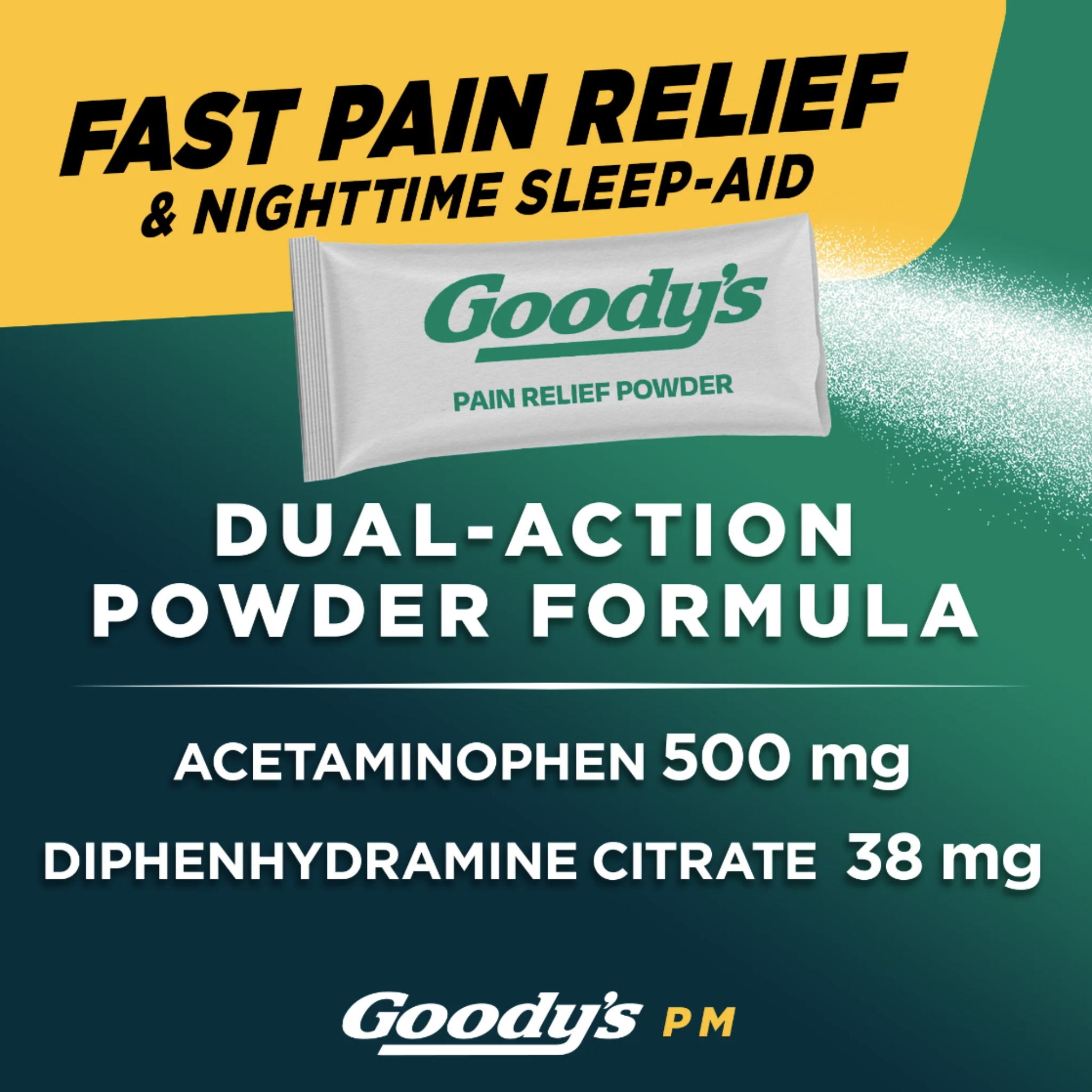 Goody's PM For Pain with Sleeplessness Nighttime Powder, Sleep Support, 16 Powder Sticks