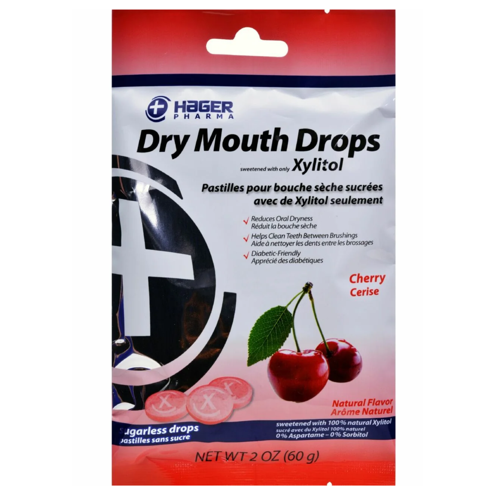 Hager Pharma, Dry Mouth Drops with Xylitol, Soothing Cherry Flavor, 2 oz