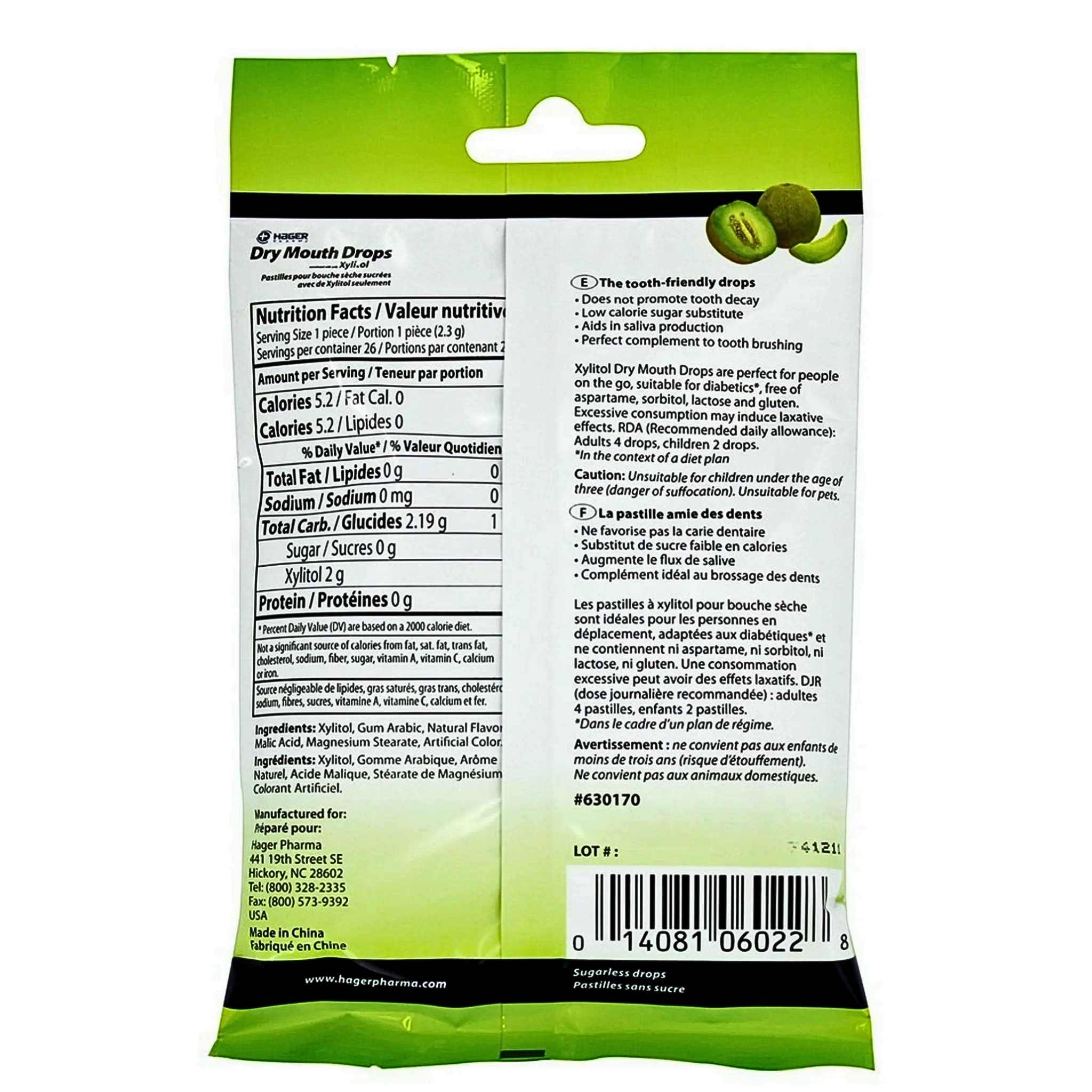 Hager Pharma, Dry Mouth Drops with Xylitol, Refreshing Melon Flavor, 2 oz