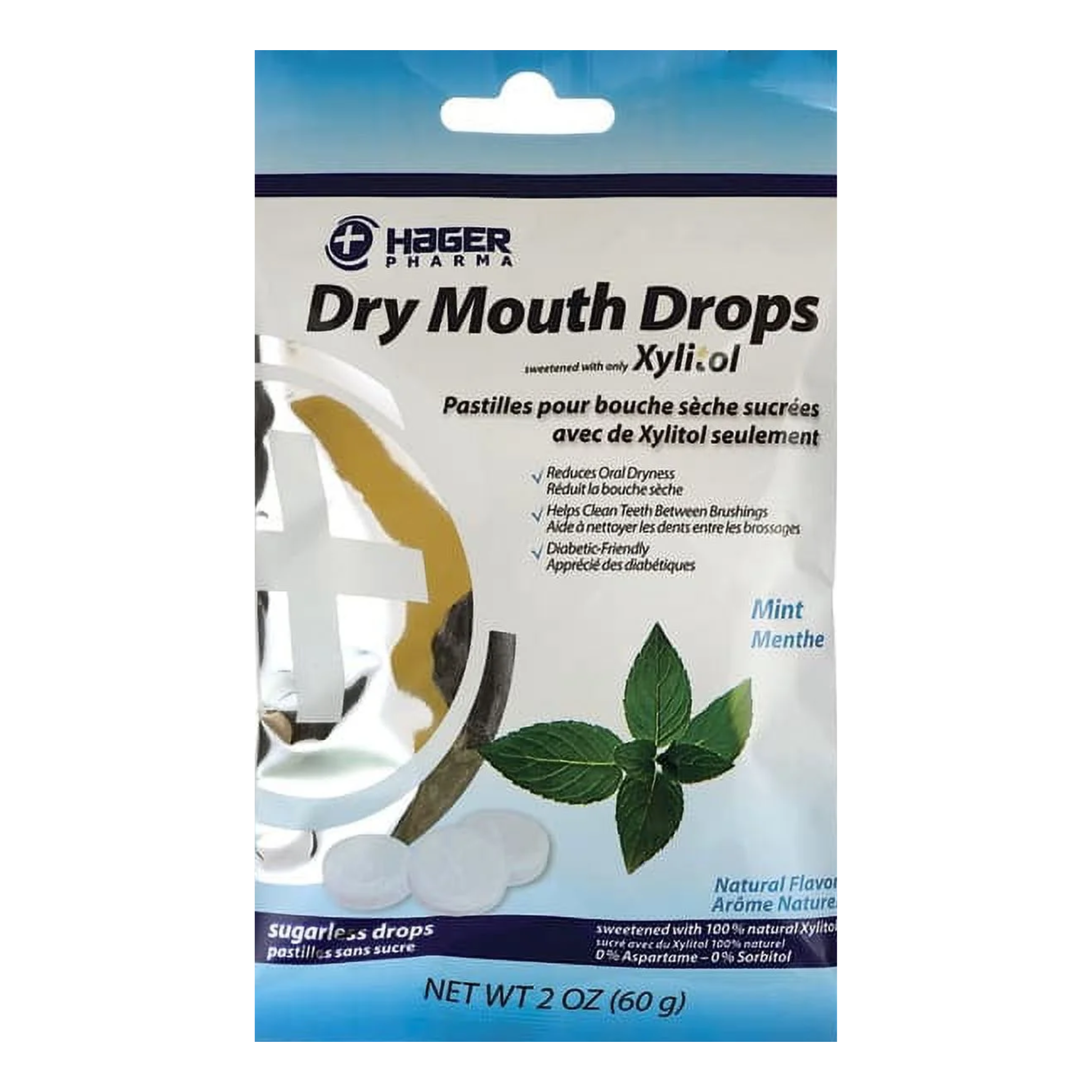 Hager Pharma, Dry Mouth Drops with Xylitol, Refreshing Mint Flavor, 2 oz