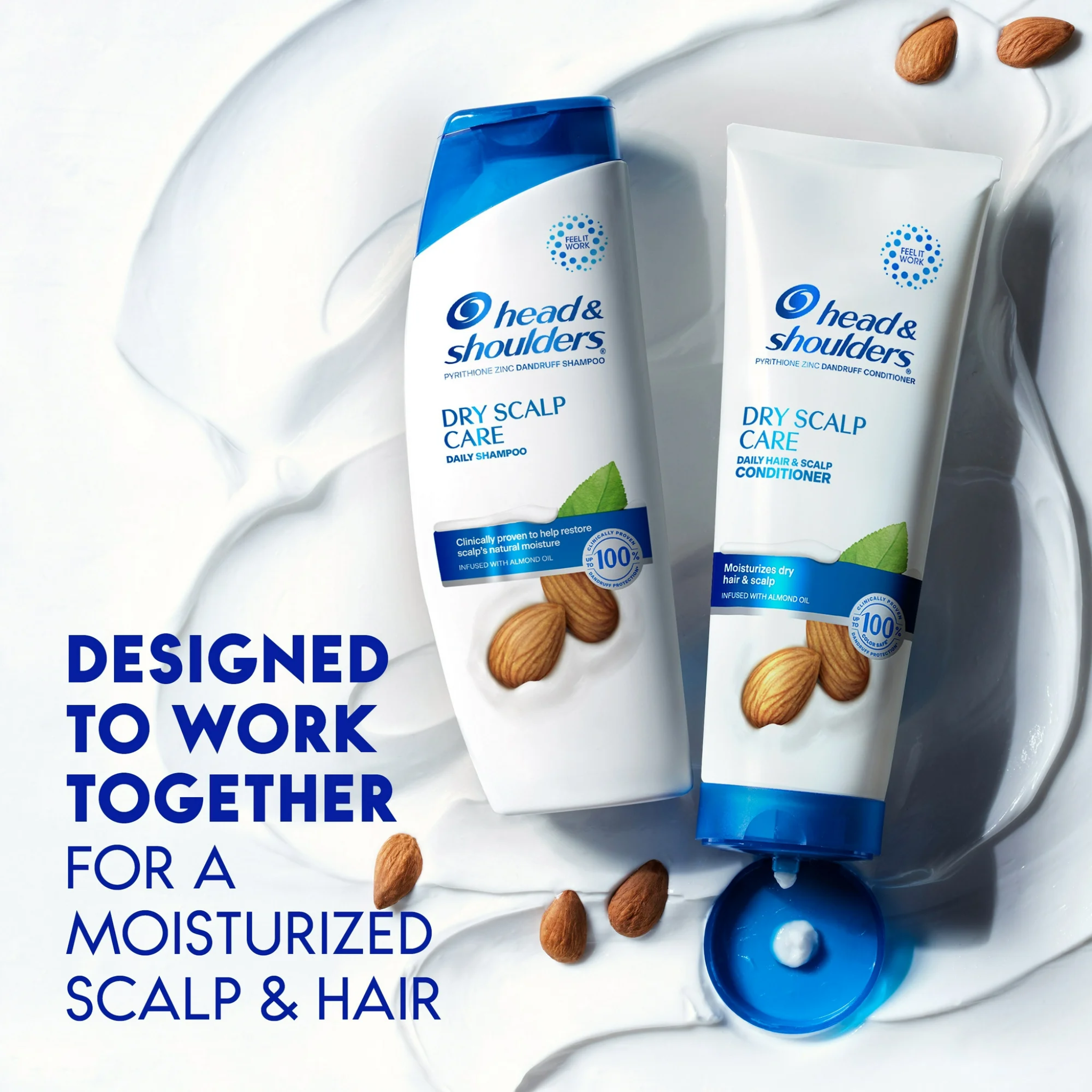 Head & Shoulders, Dry Scalp Care with Almond Oil Anti-Dandruff Shampoo, Moisturizing Scalp Relief, 12.5 fl oz