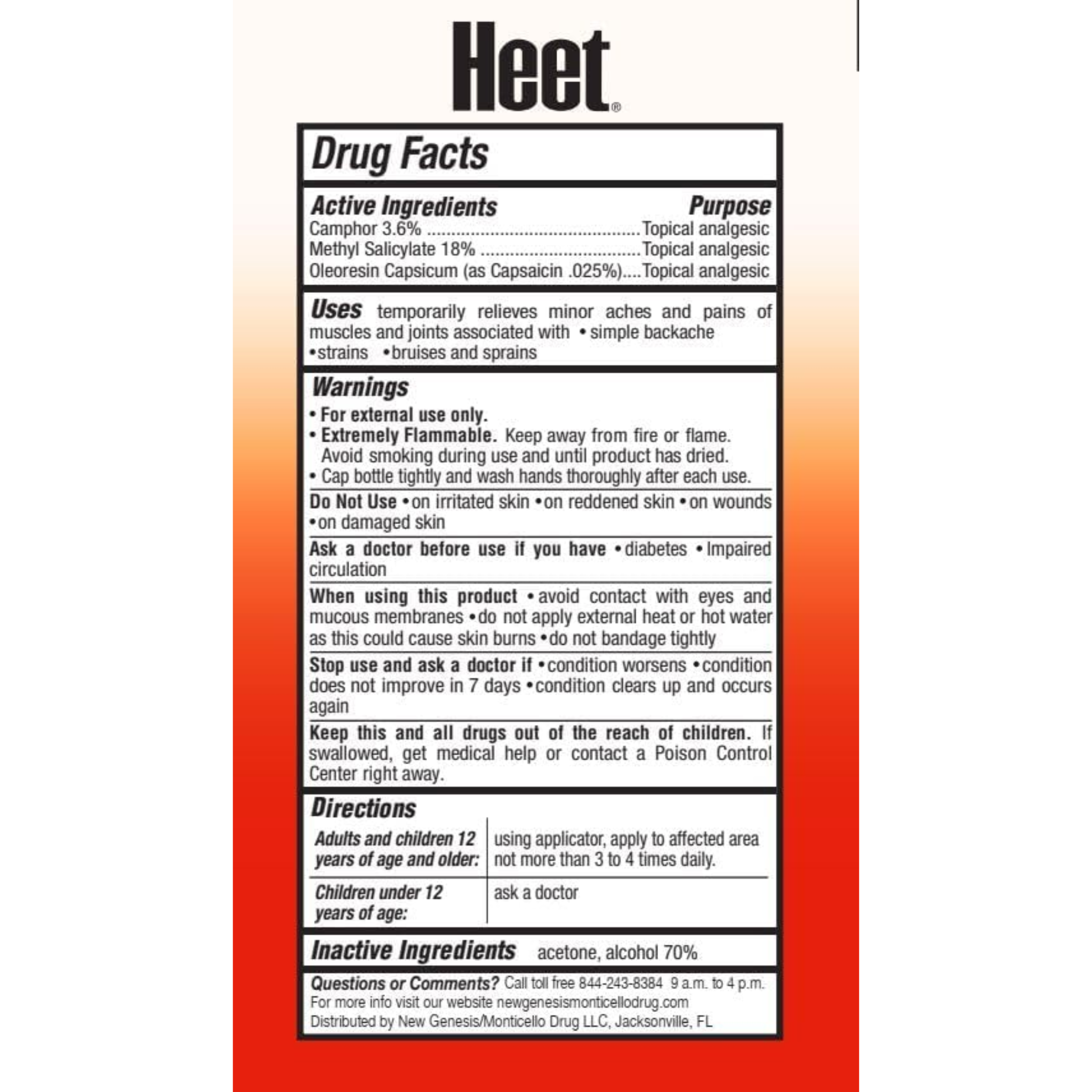 Heet, Pain Relieving Liniment Liquid with Applicator, Fast-Acting Relief for Muscles and Joints, 2.8 fl oz