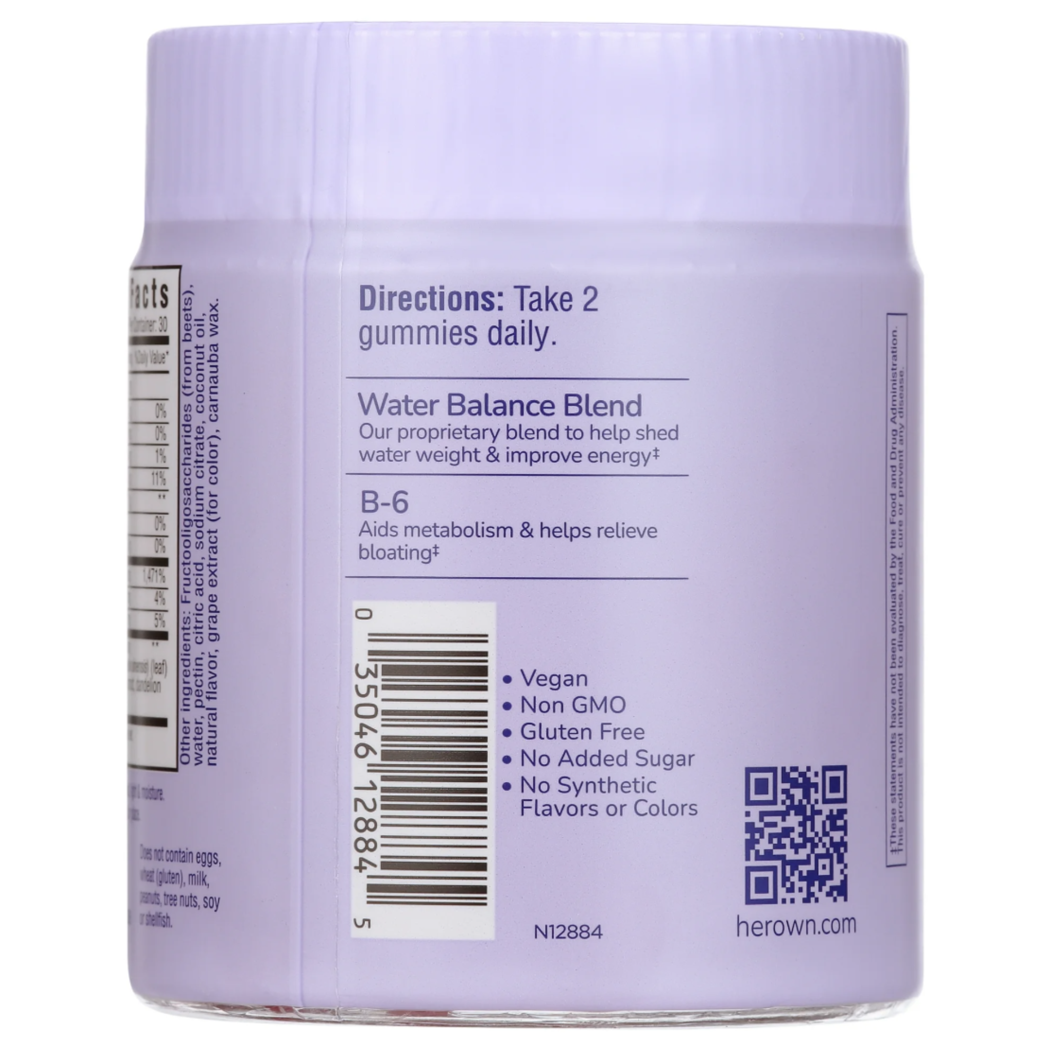 Her own Debloat Gummy, Bloating and Gas Relief, Helps Reduce Water Retention, Supports Energy, with Apple Cider Vinegar and Dandelion, Gluten and Soy Free, Vegan, 60 Gummies