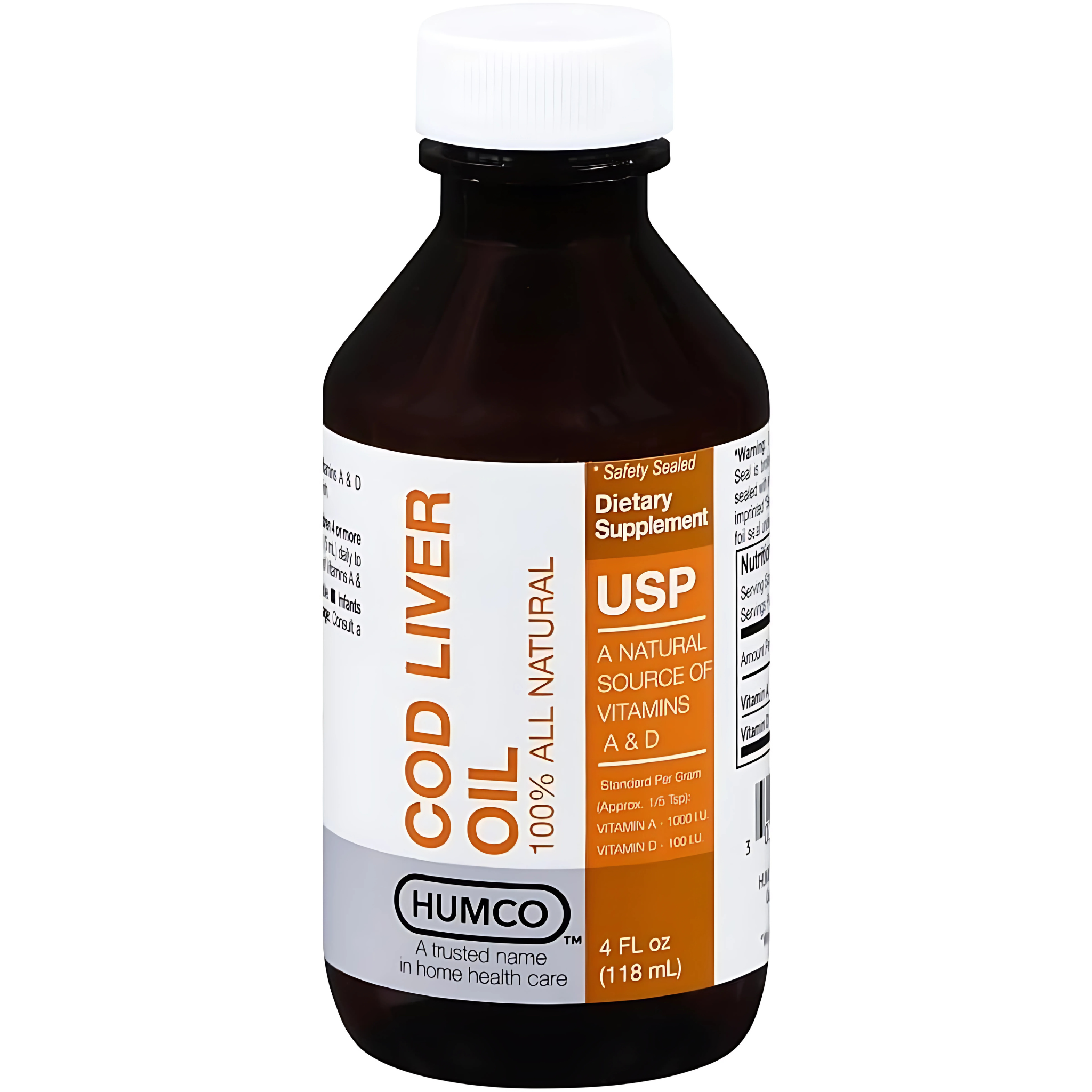 Humco, Cod Liver Oil, Rich in Omega-3 and Vitamins A & D, 4 oz