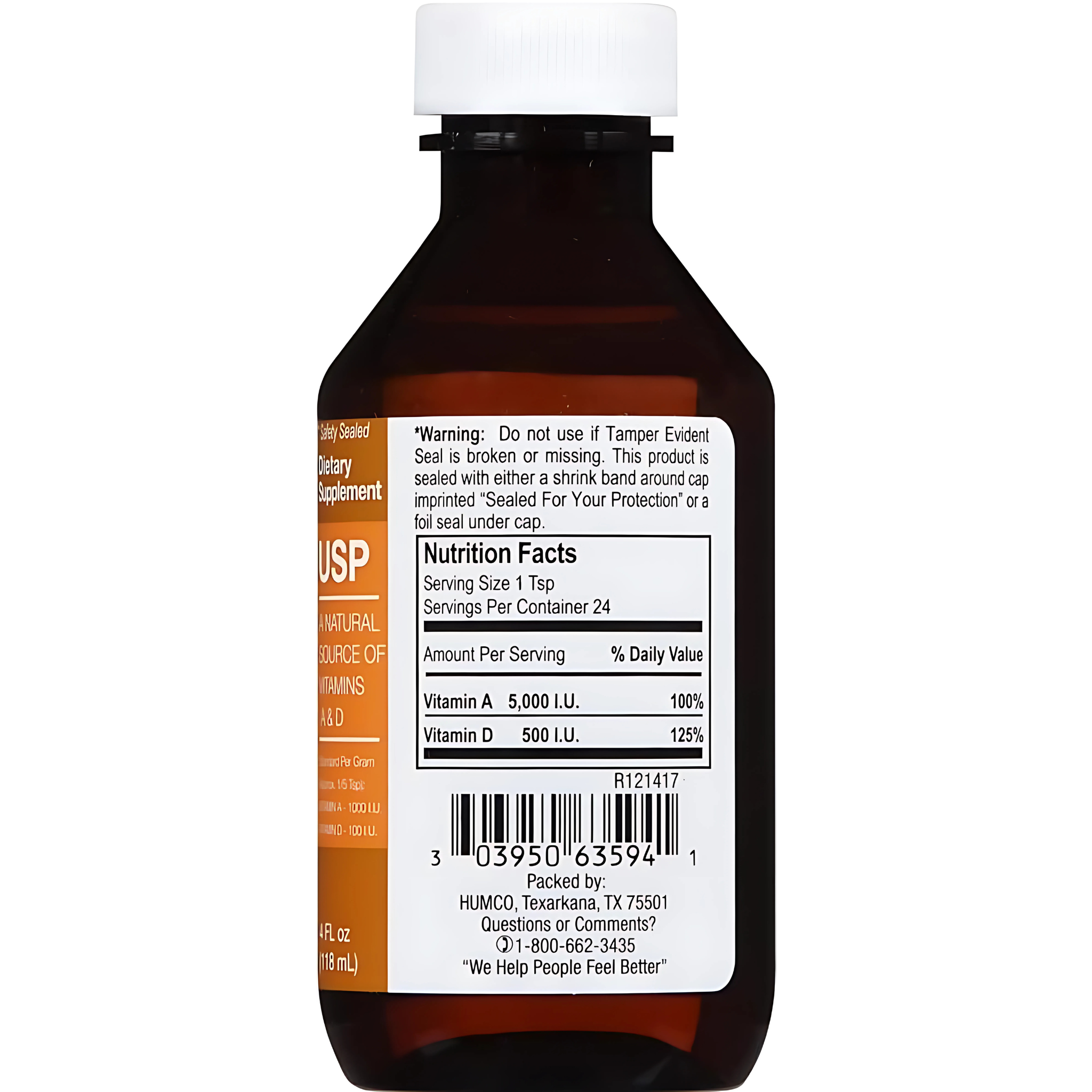 Humco, Cod Liver Oil, Rich in Omega-3 and Vitamins A & D, 4 oz