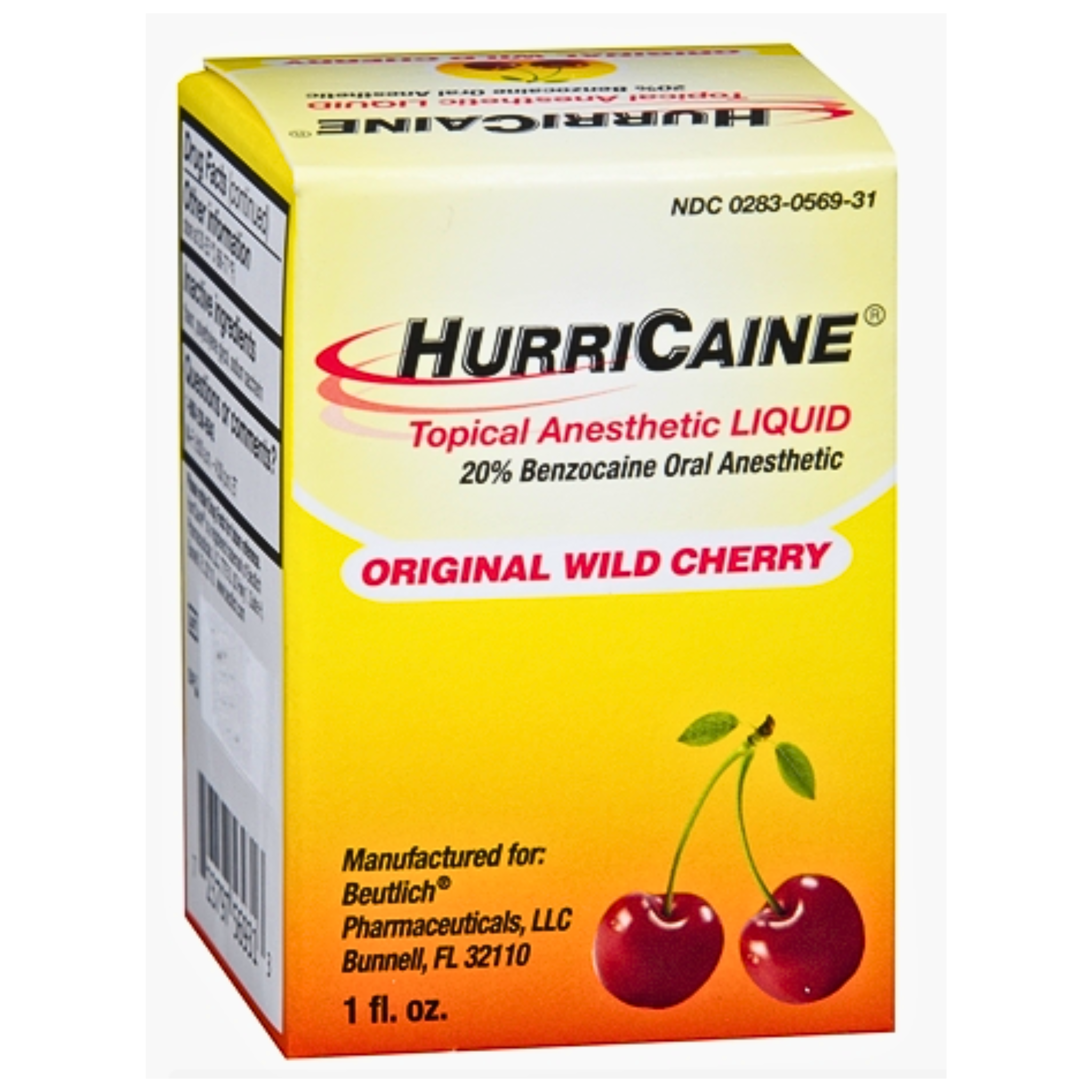 Beutlich, Hurricaine Topical Anesthetic Liquid, Fast-Acting Pain Relief with Wild Cherry Flavor, 1 oz