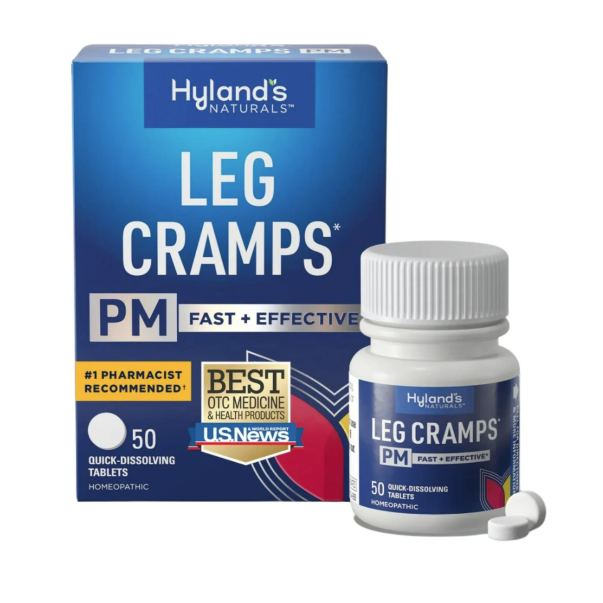 Hyland's Leg Cramps PM, Relief of Nighttime Leg, Calf, and Foot Cramps, 50 quick-dissolving tablets