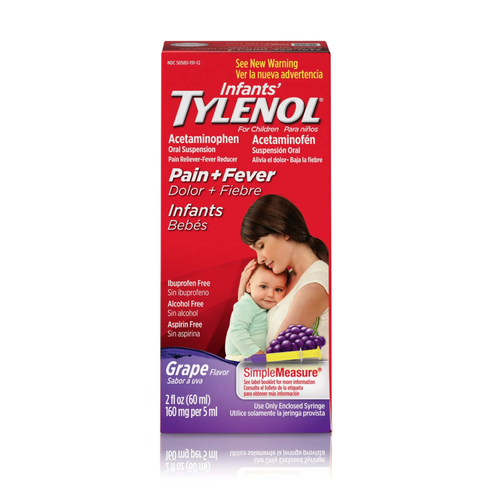 Infants' Tylenol Oral Suspension, Fever Reducer and Pain Reliever, Grape, 2 fl oz