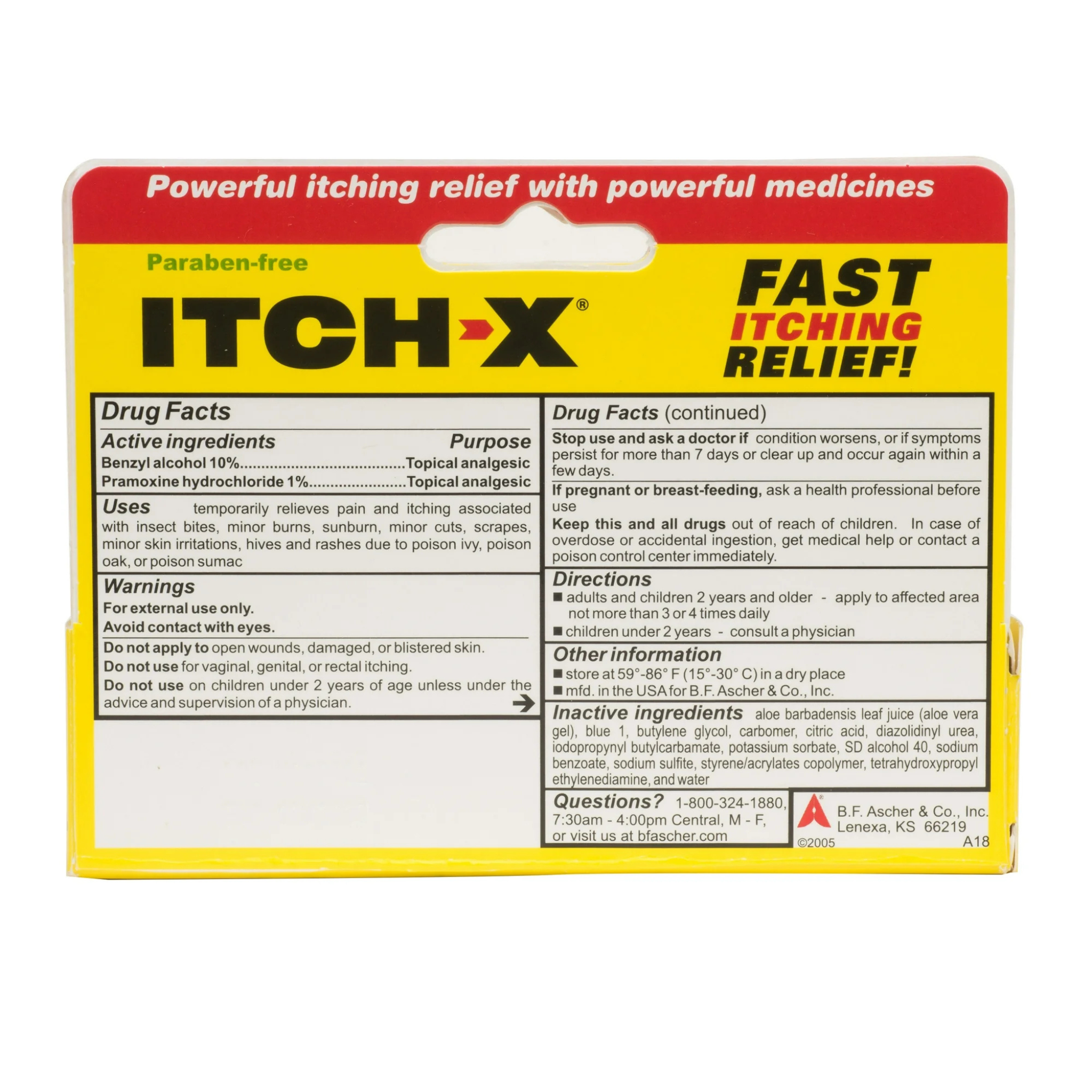 Itch-X, Fast Itch Relief Gel, Soothing with Aloe Vera for Immediate Relief, 1.25 oz