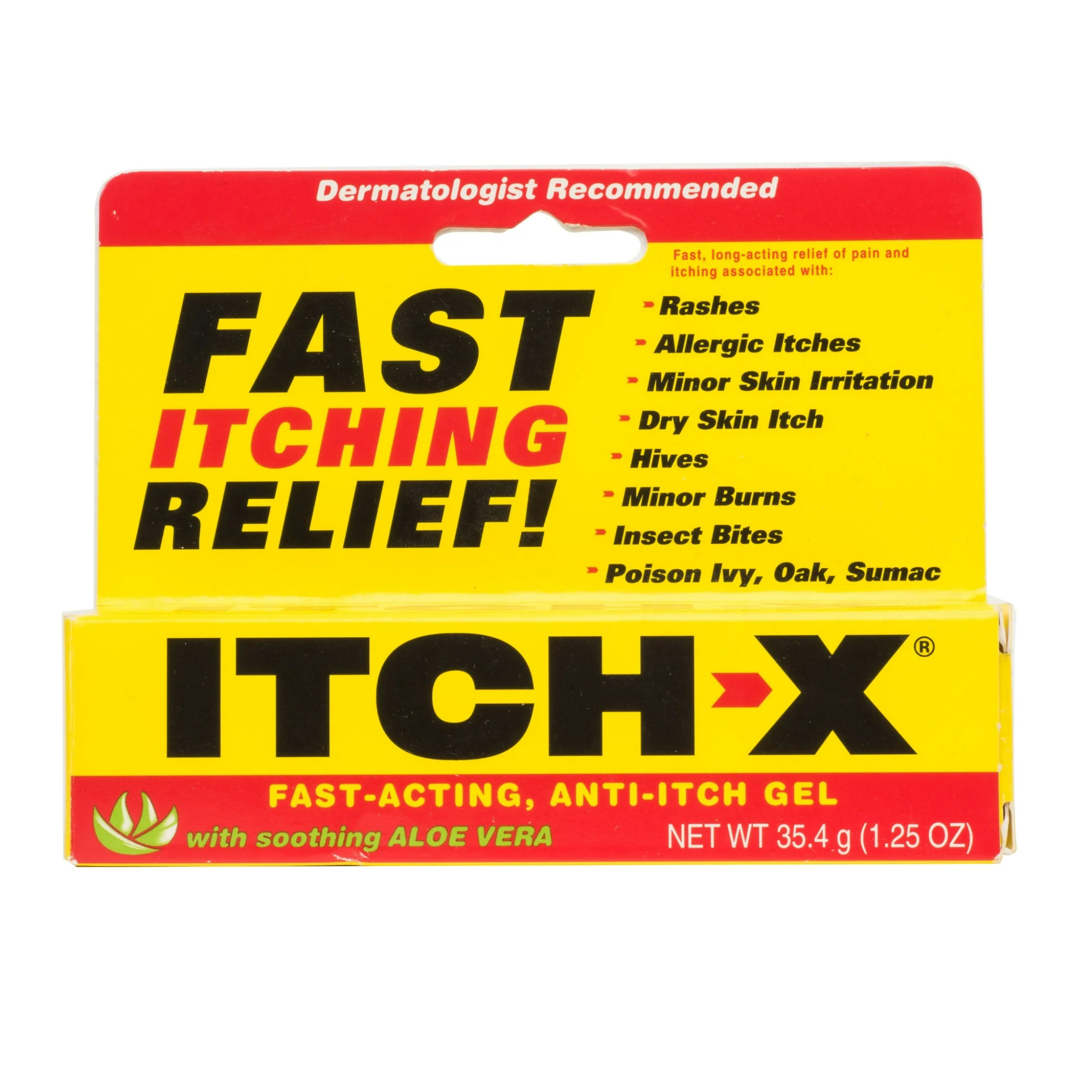 Itch-X, Fast Itch Relief Gel, Soothing with Aloe Vera for Immediate Relief, 1.25 oz