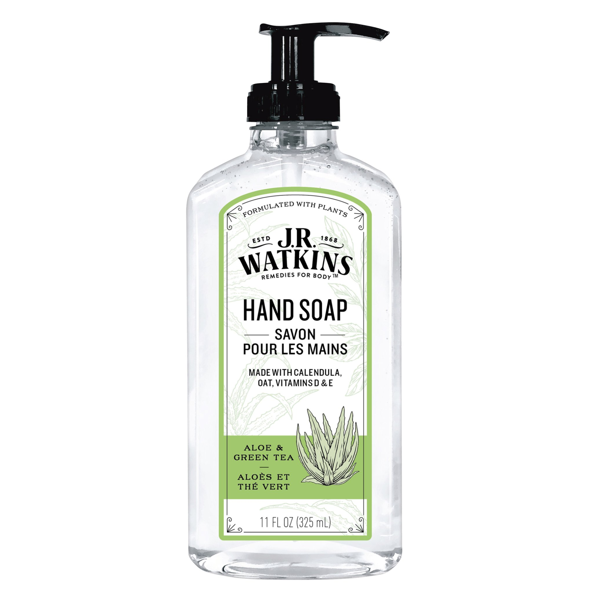 J.R. Watkins, Gel Hand Soap, Aloe & Green Tea, Moisturizing Hand Wash, 11 fl oz - Pharmaful