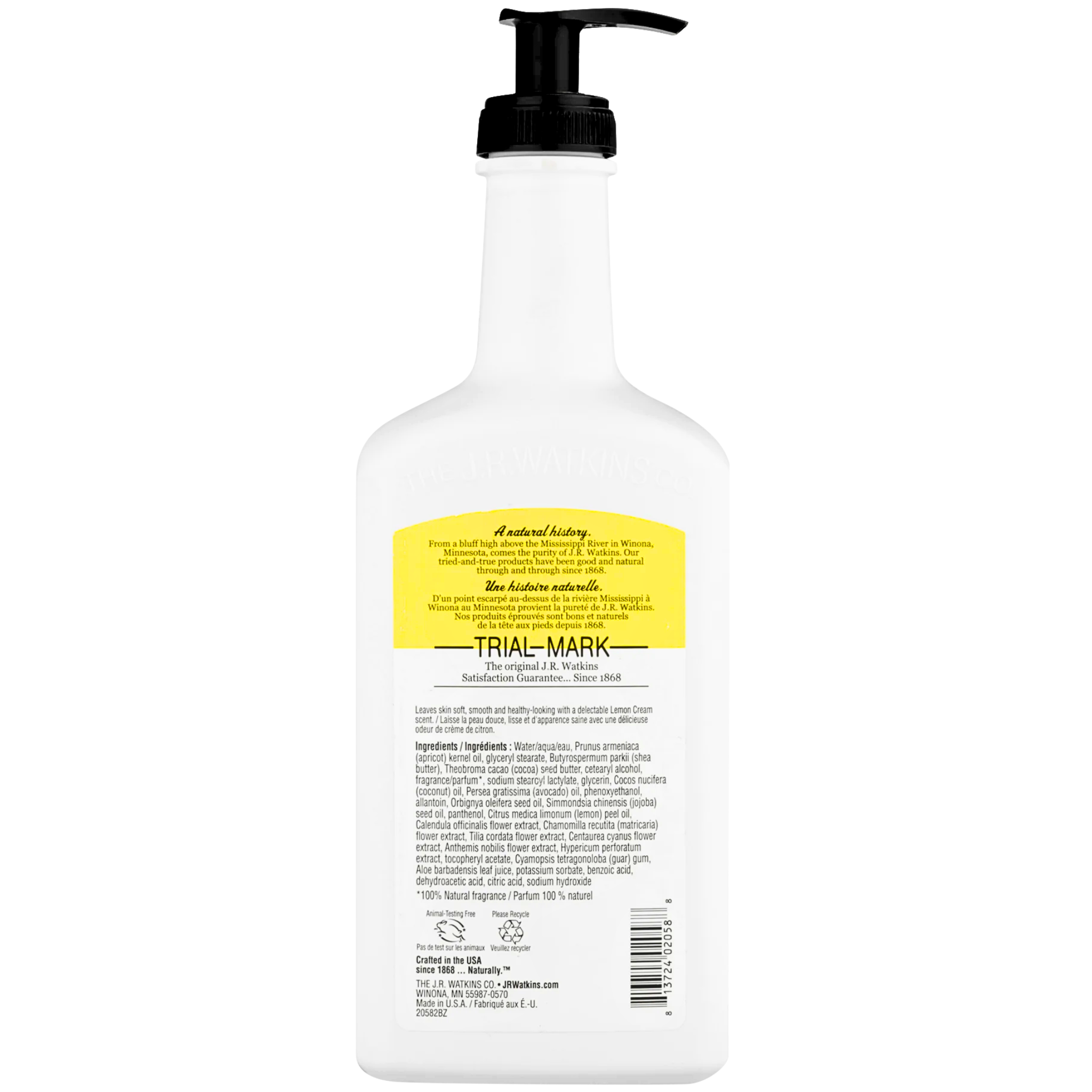 J.R. Watkins, Daily Moisturizing Lotion, Lemon Cream, 18 oz Pump - Pharmaful