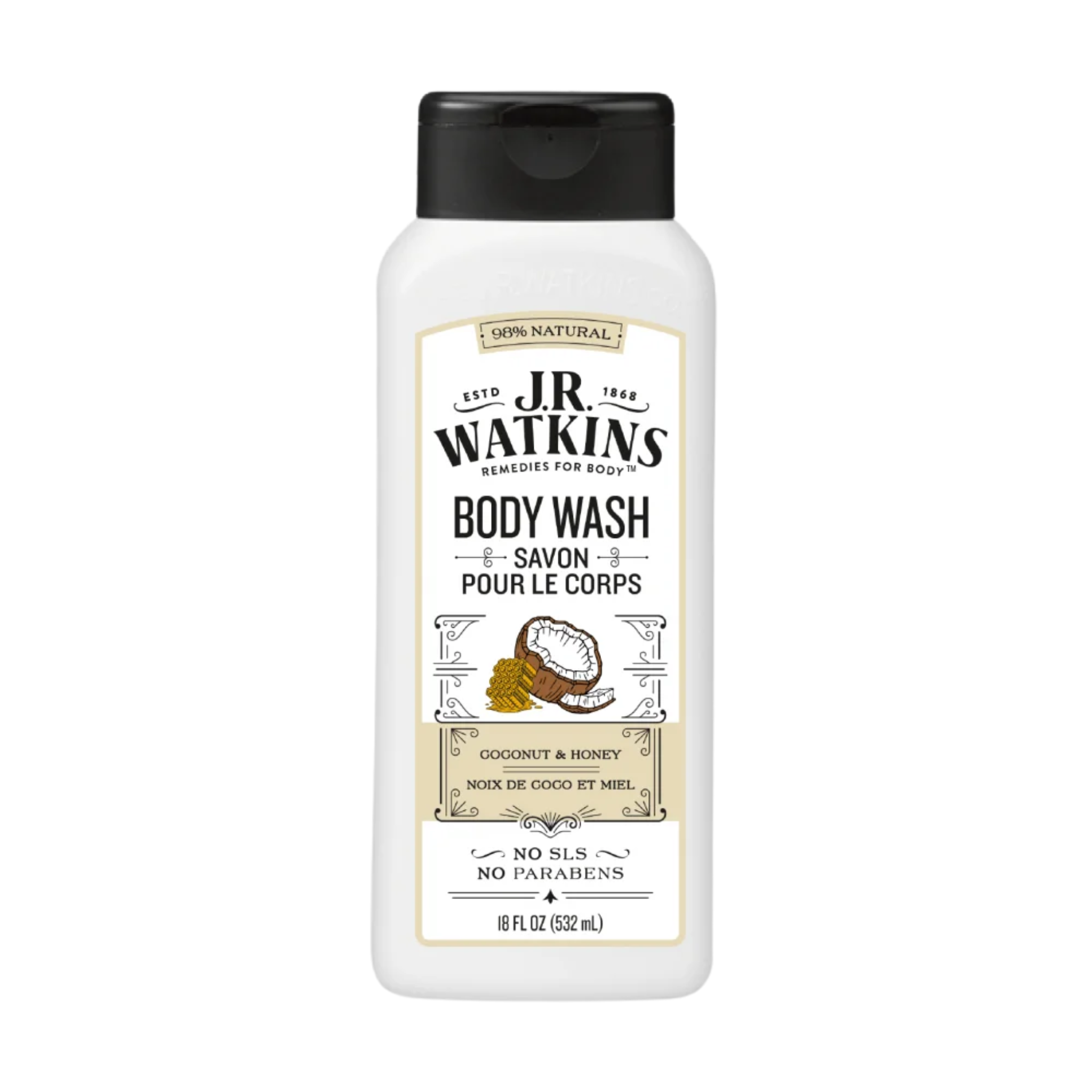 J.R. Watkins®, Daily Moisturizing Body Wash, Coconut Milk & Honey for Nourished Skin, 18 oz - Pharmaful