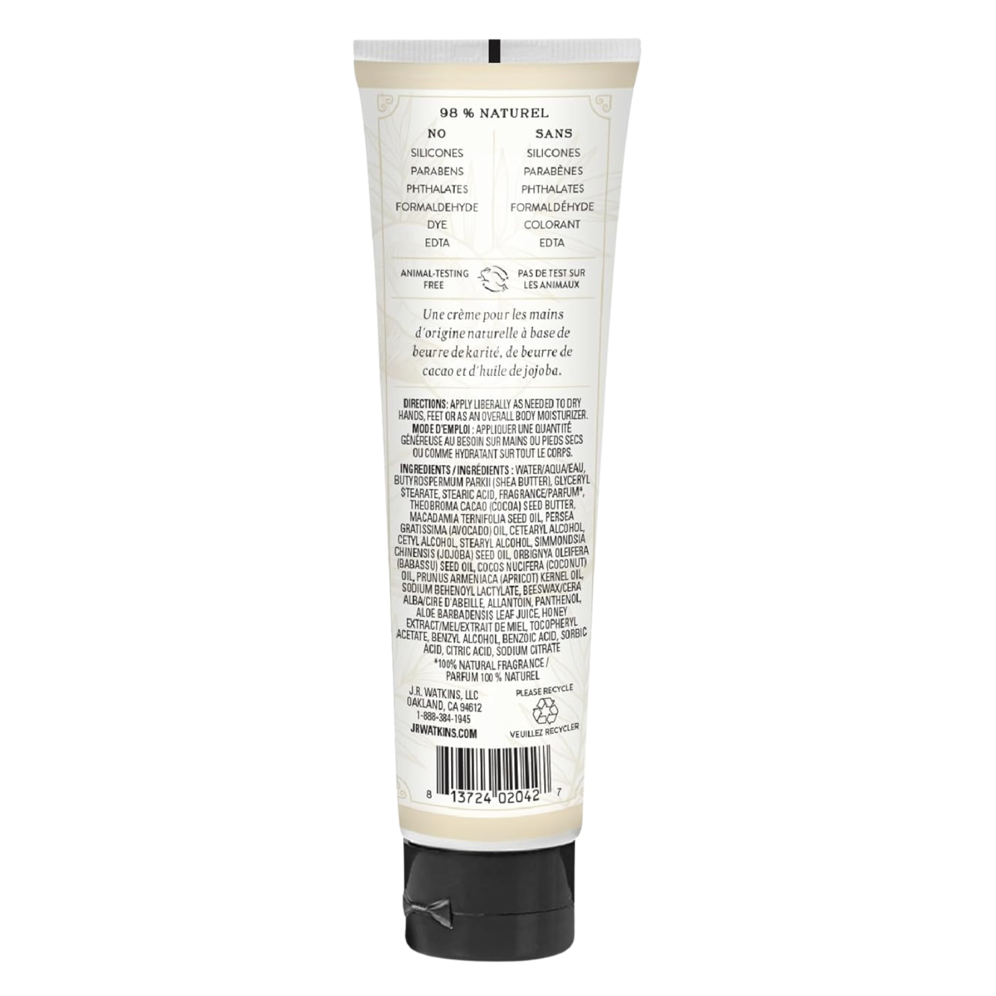 J.R. Watkins, Hand Cream, Coconut & Honey, 3.3 oz - Pharmaful
